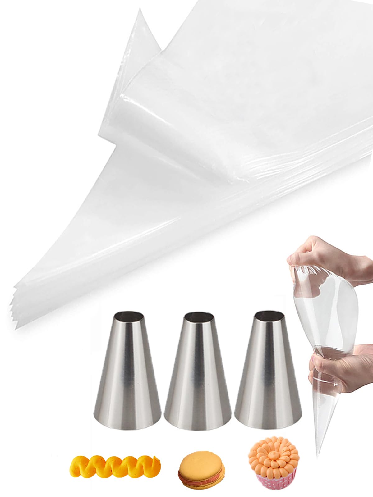 DHMHD  Macaron Piping Tips with Bags 12 Round Tips and 20 Disposable Piping Bags for Cake Decorating and Frosting durable home and garden