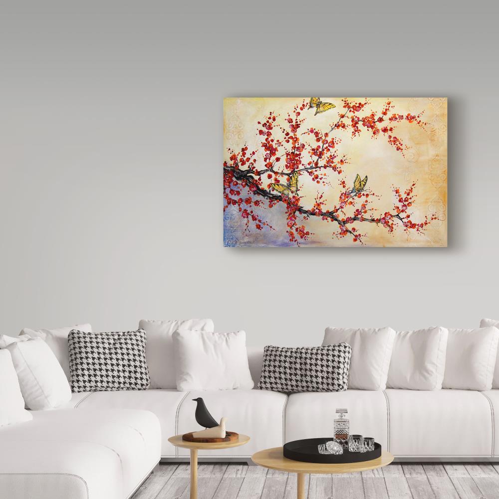 Trademark Fine Art ALI37432-C1624GG Jean Plout "Butterfly Blossoms" 16x24 Canvas Art Jean Plout Multicolor Framed 16-Inches H x 24-Inches W Floral Canvas Print