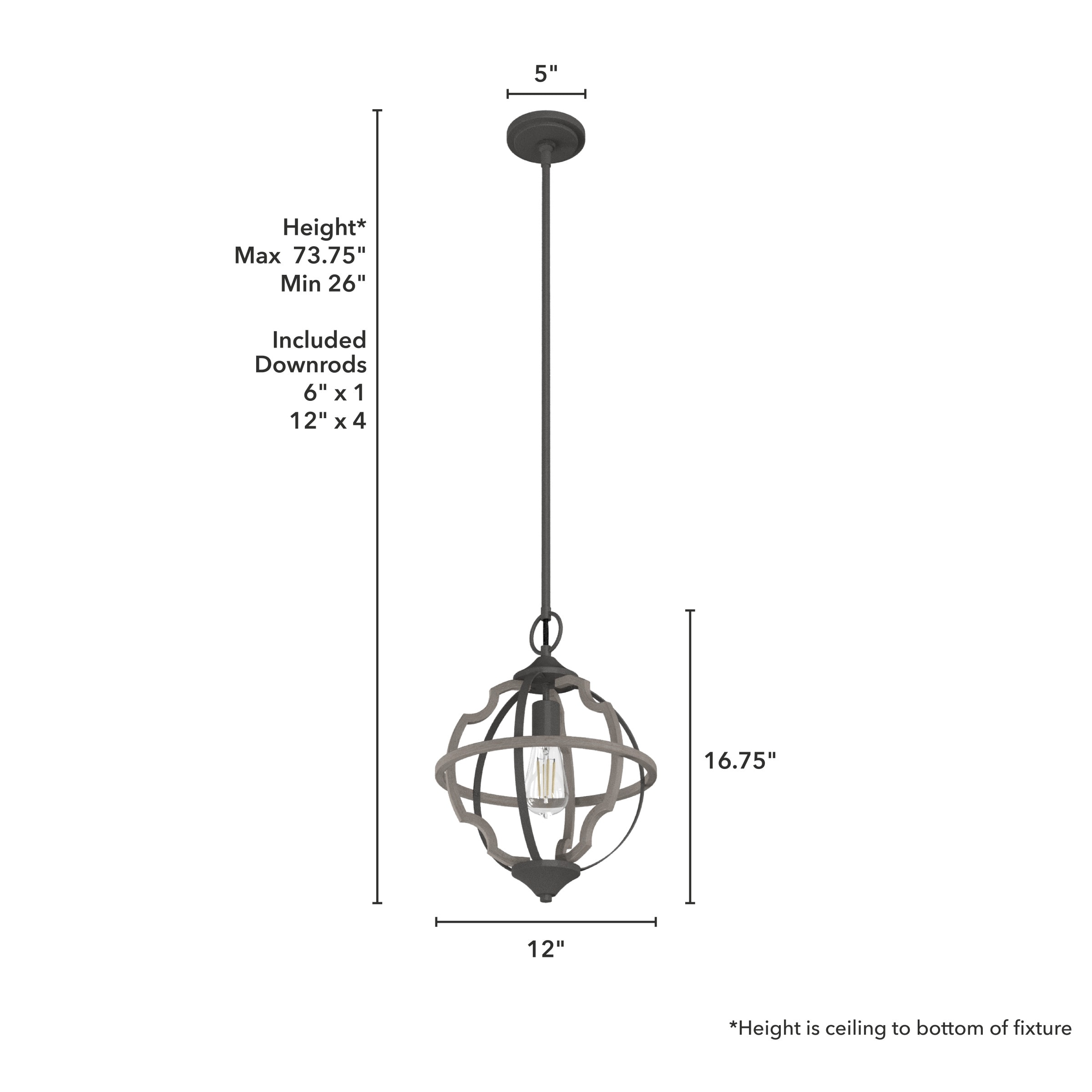 Noble Bronze Washed Oak Mini Globe LED Pendant