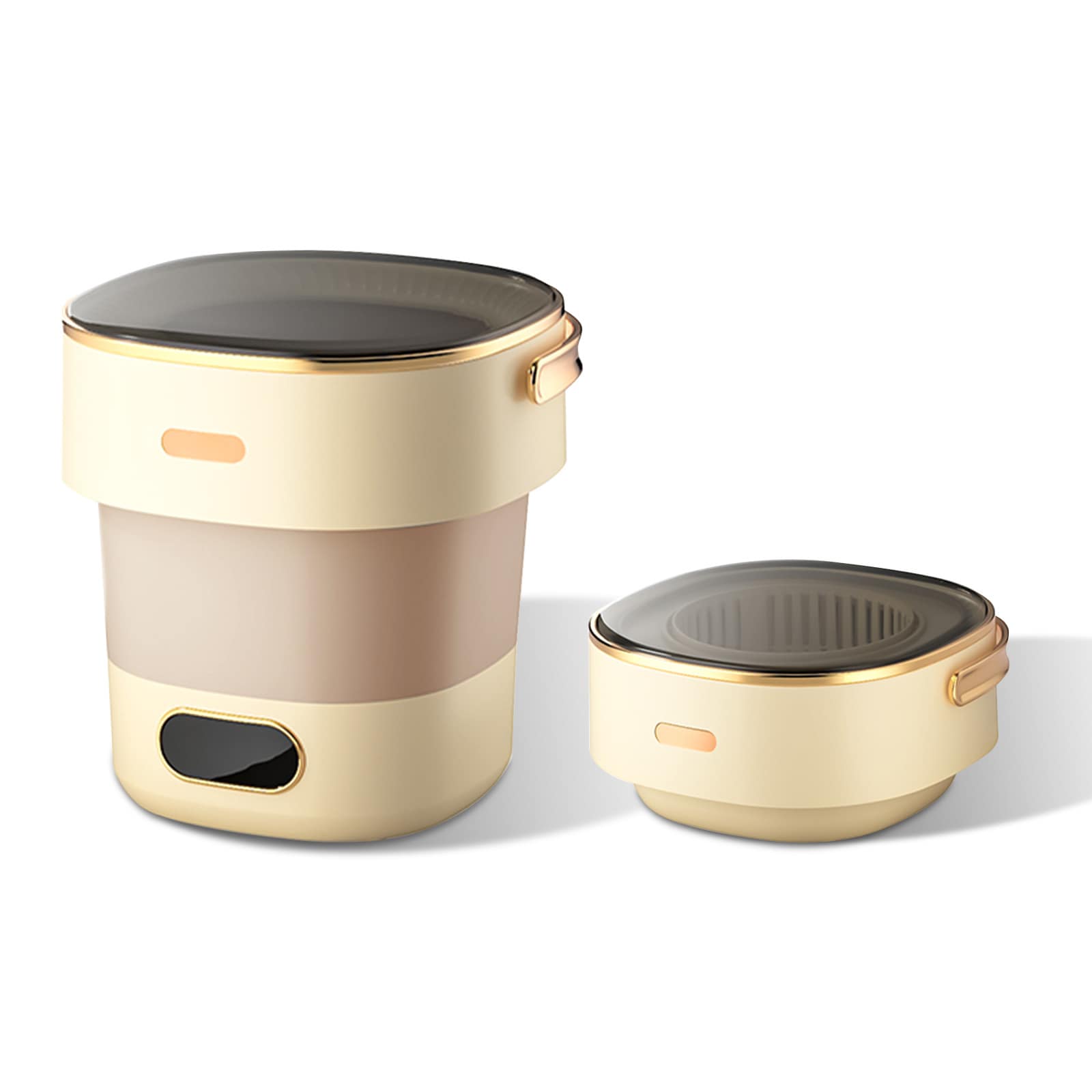 Qeetex GGL-PAS-333KUEGL Beige 13L US Plug Portable Washing Machine-13L Foldable Mini Washer with with 4 Modes and Spin Basket Deep Cleaning of Underwear Baby Clothes and Small Clothes for Apartments Dorm RV Travel