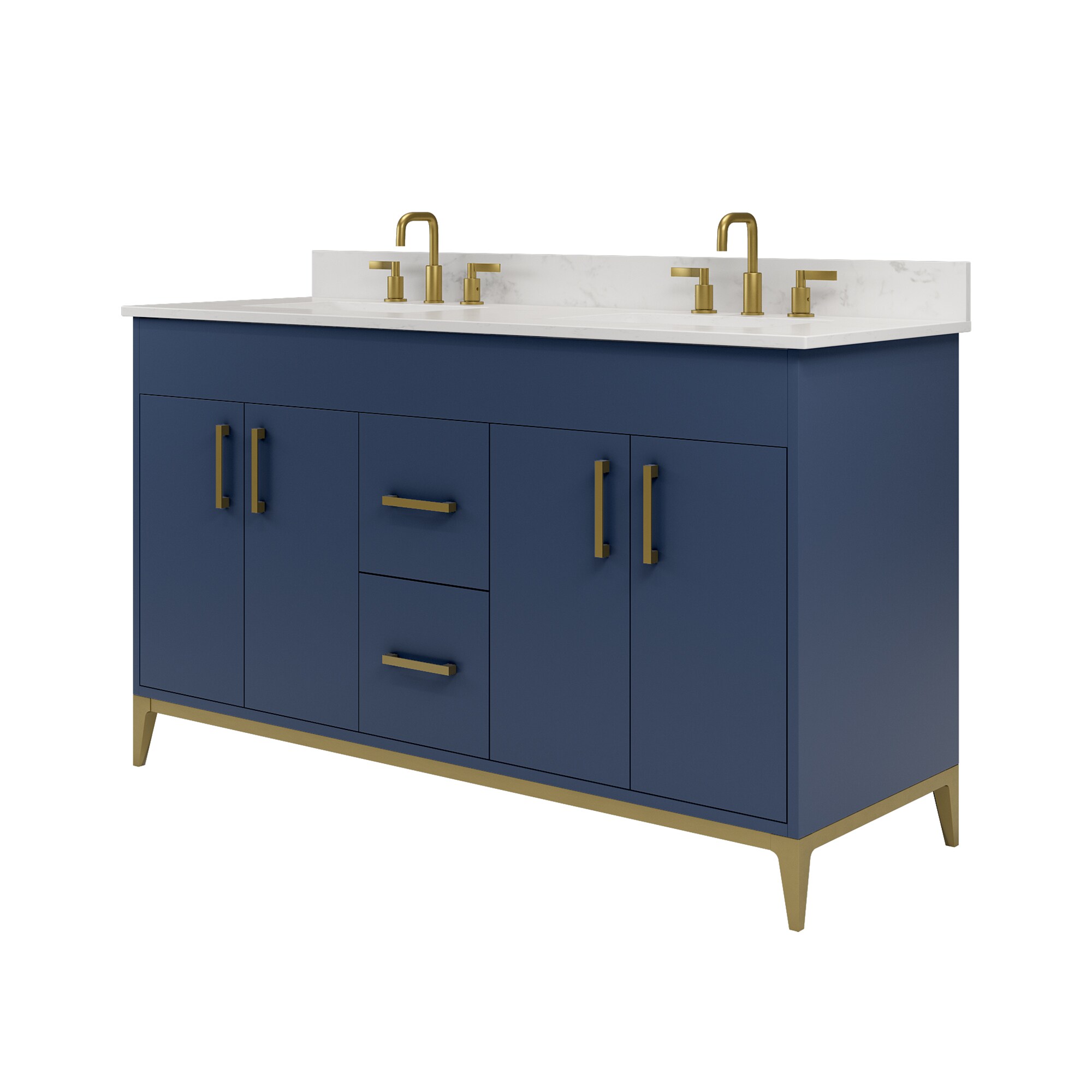 DELUXE LIVING Barrie 60in Blue Undermount Double Sink Bathroom Vanity
