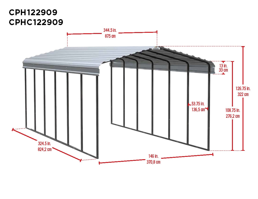 Arrow CPHC122909 Carport-Covers - View #12