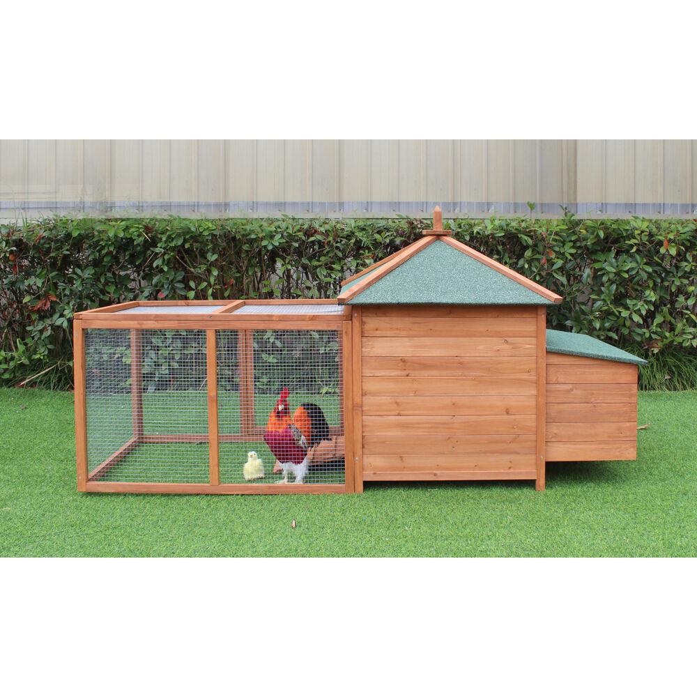 82" Wooden Chicken Coop Hen House Rabbit Hutch Run Nesting Box Backyard 0310 
