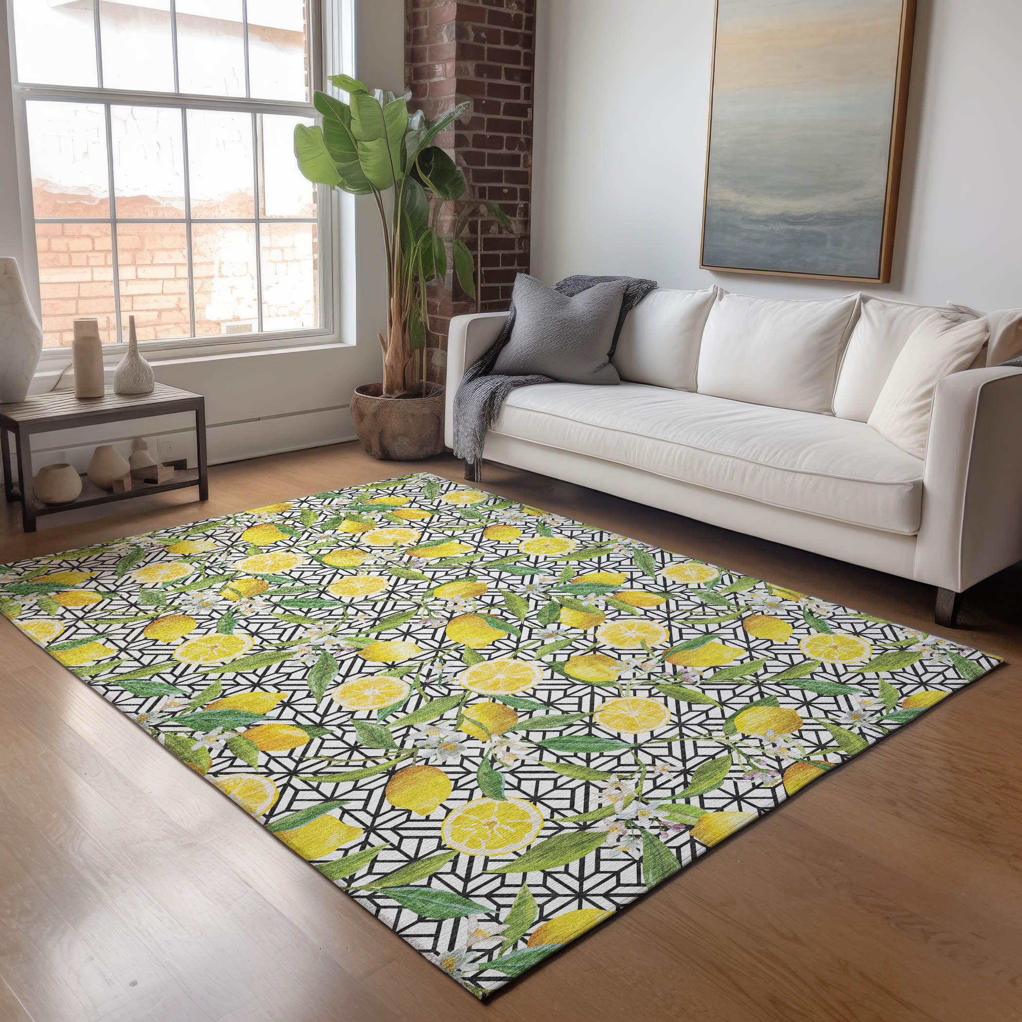 Addison Rugs AMF160YE30X46 Mayfield AMF160YE 2 x 3 (ft) Loomed Polyester Yellow Rectangular Indoor Geometric Machine washable Area rug
