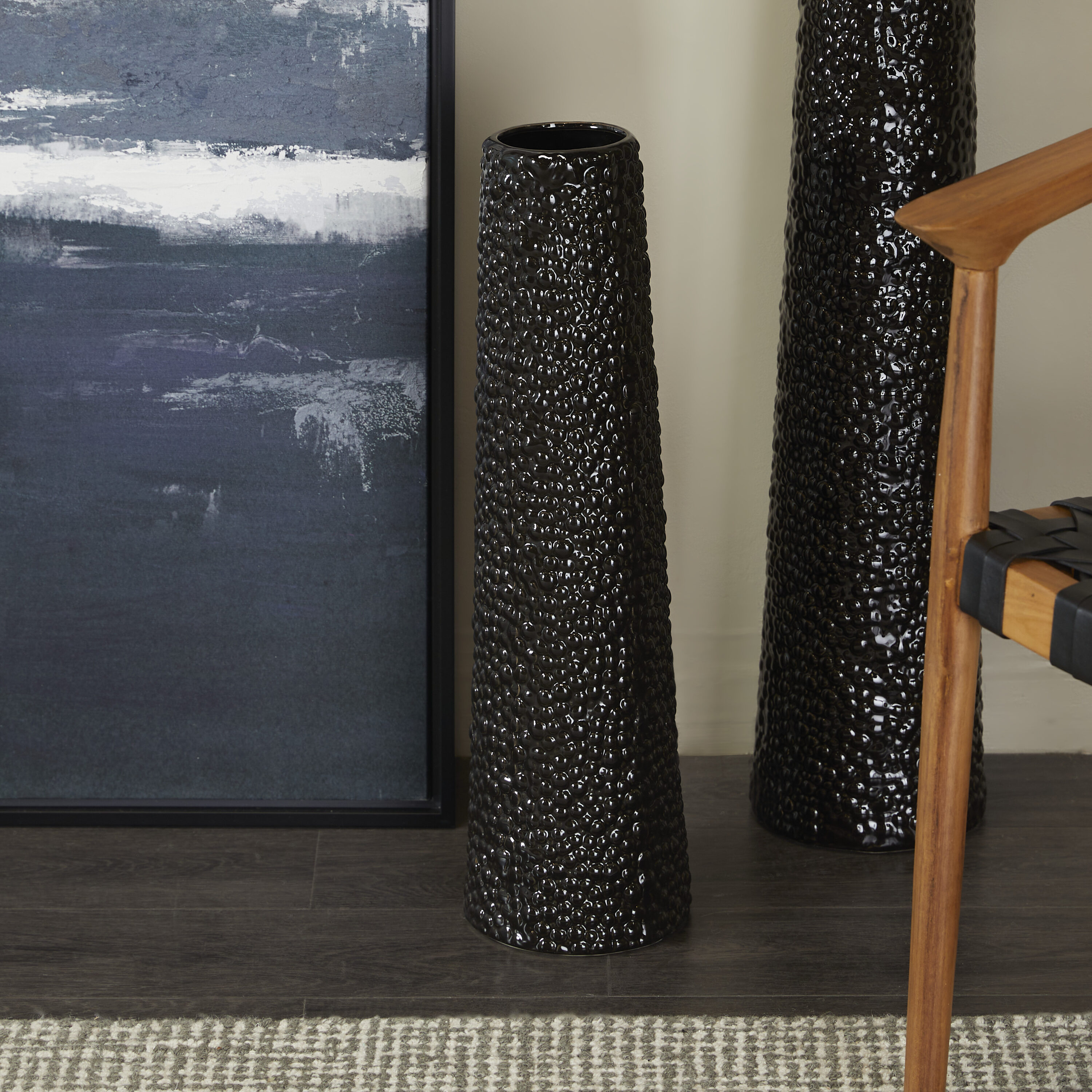 Grayson Lane 30992 Black Stone Modern Vase