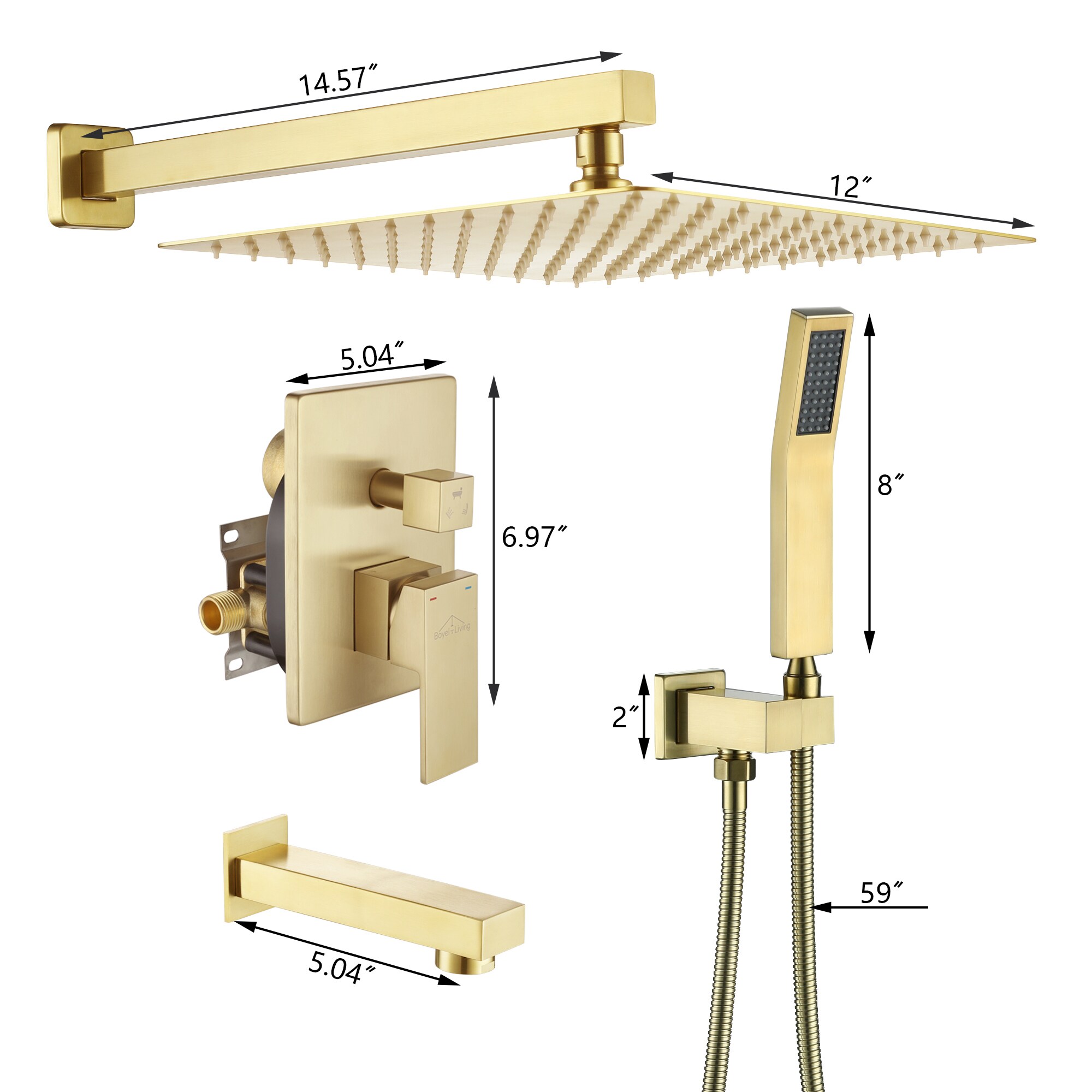 Clihome CHMS-12BG-A3801 Showerhead-Bar-Panels - View #2