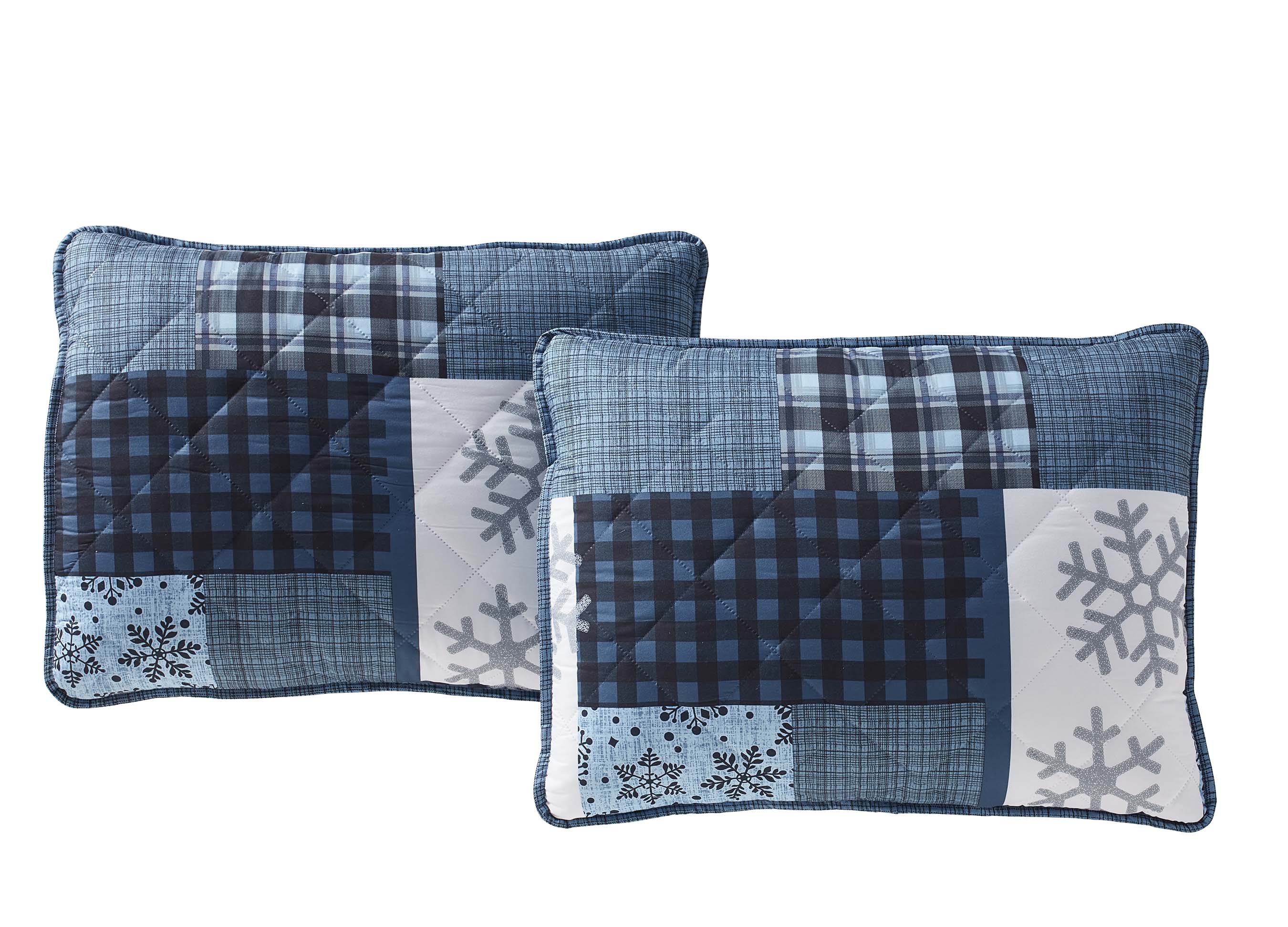 Style Selections Holiday quilt 3-Piece Blue Patchwork King Quilt