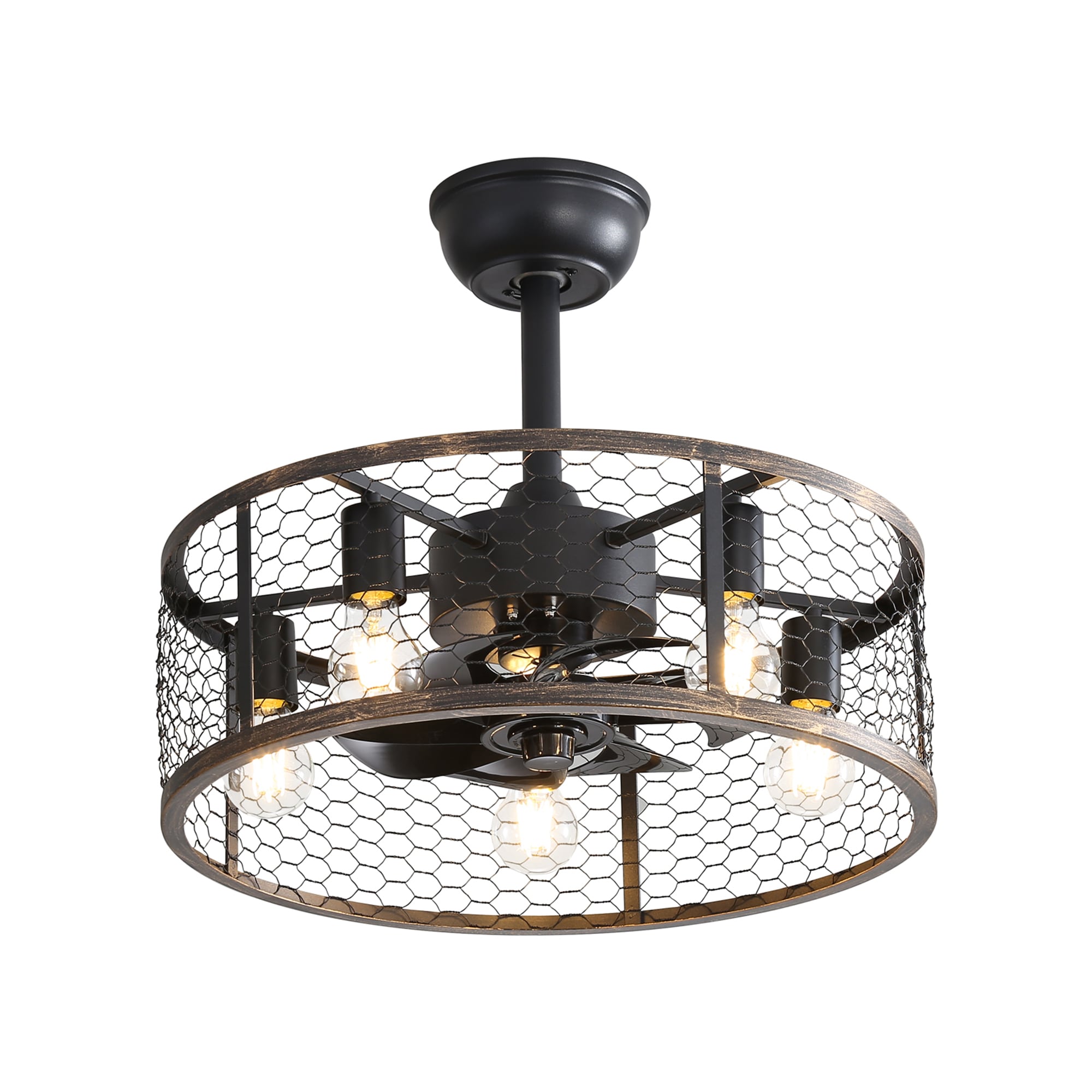 SINOFURN SYD120012BK 20-in Smart Black with Finished Blades Fandelier Ceiling Fan Light Kit Compatible - Remote Included ( 5 -Blade )