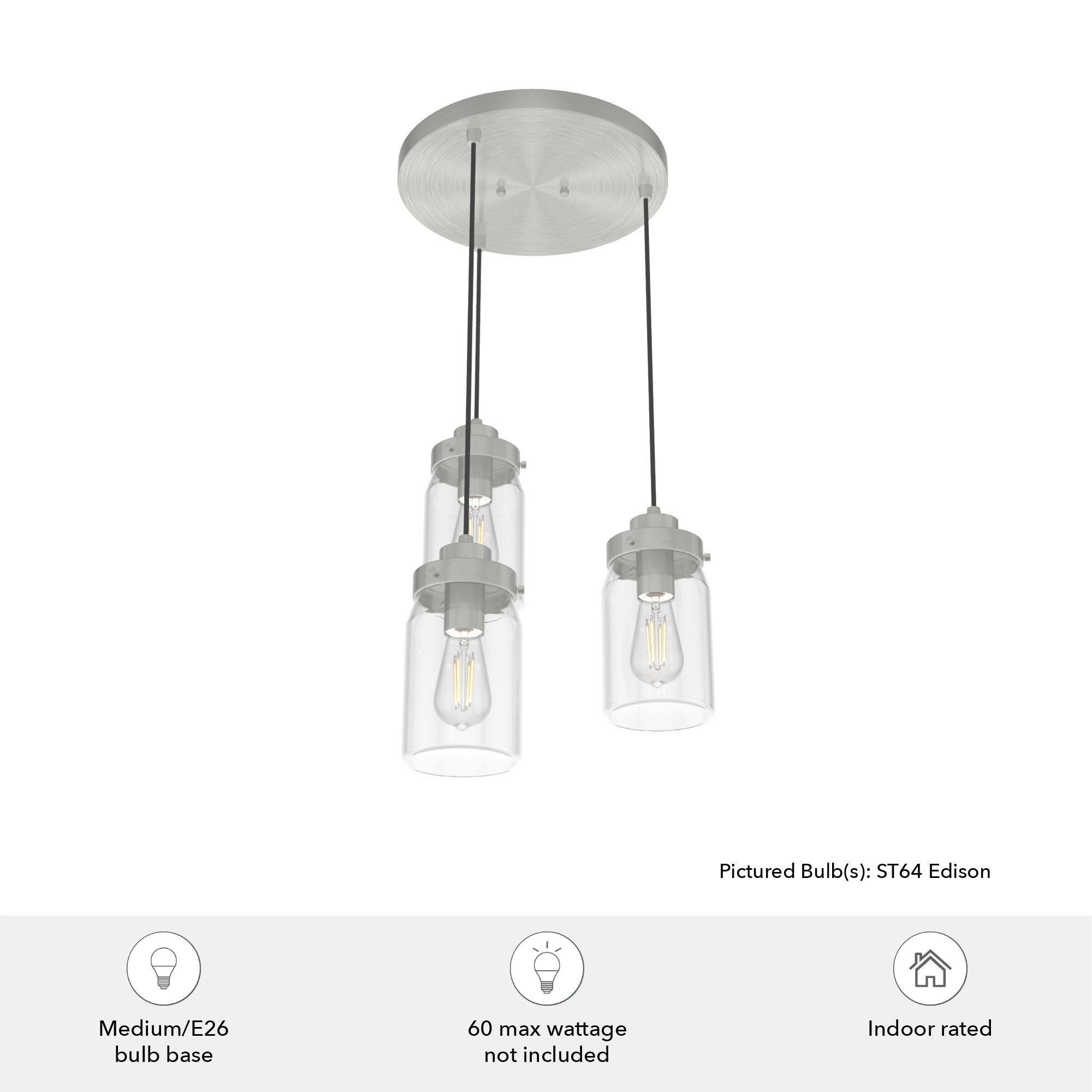 Devon Park Brushed Nickel LED Cluster Pendant with Glass Shades