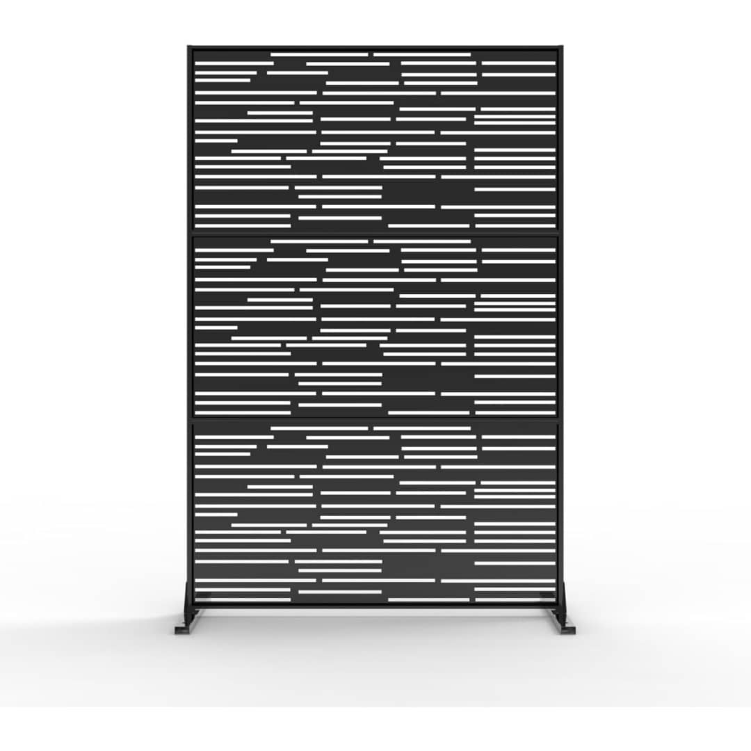 Qeetex GGL-PPG-33Q9ZDHW Metal Privacy Screen Outdoor 72x47in HeavyDuty Galvanized Steel Privacy Fence Decorative Freestanding Panel with Stand Windproof Rustproof Room Divider for Patio Balcony Garden Indoor
