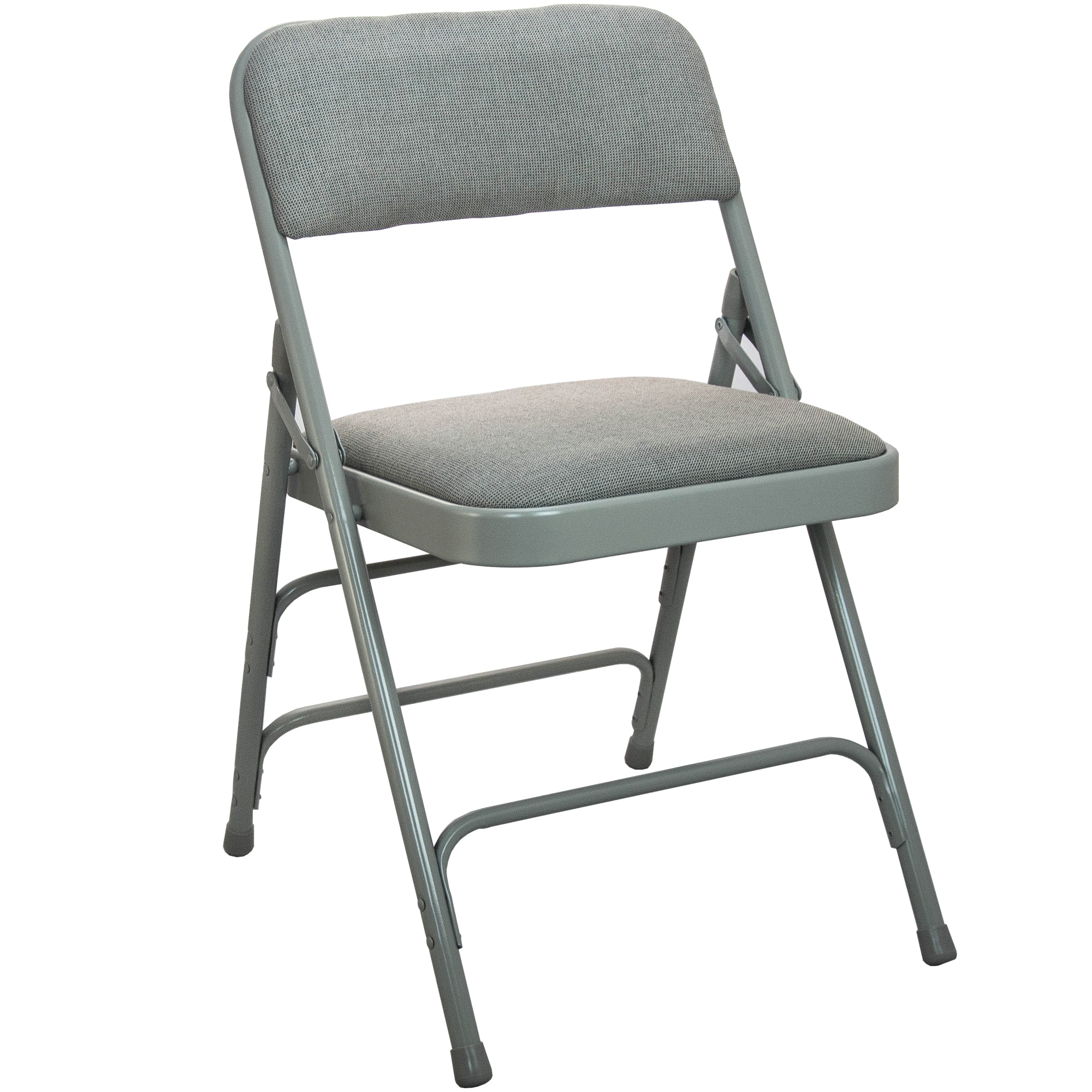 Gray Padded Metal Folding Chair with Fabric Seat