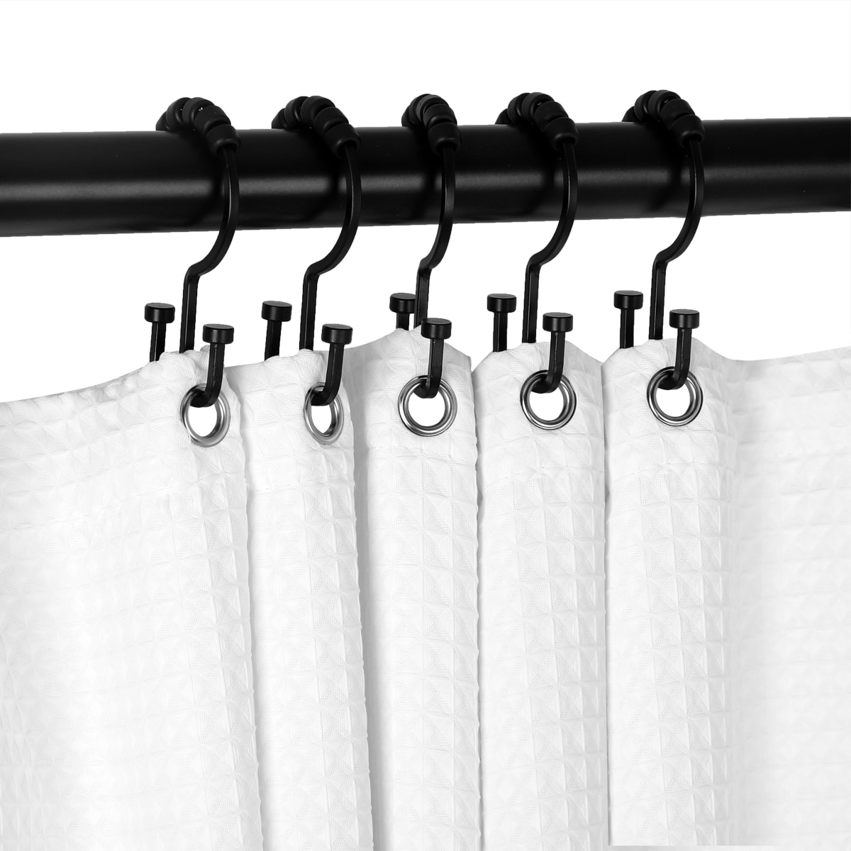 50 Pcs Steel Curtain Clips Metal Hanging Rod Hooks Window Shower Rings 