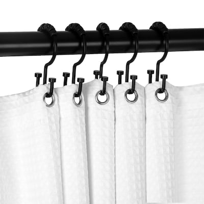 Black Shower Rings Hooks At Com, Double Shower Curtain Hooks Plastic