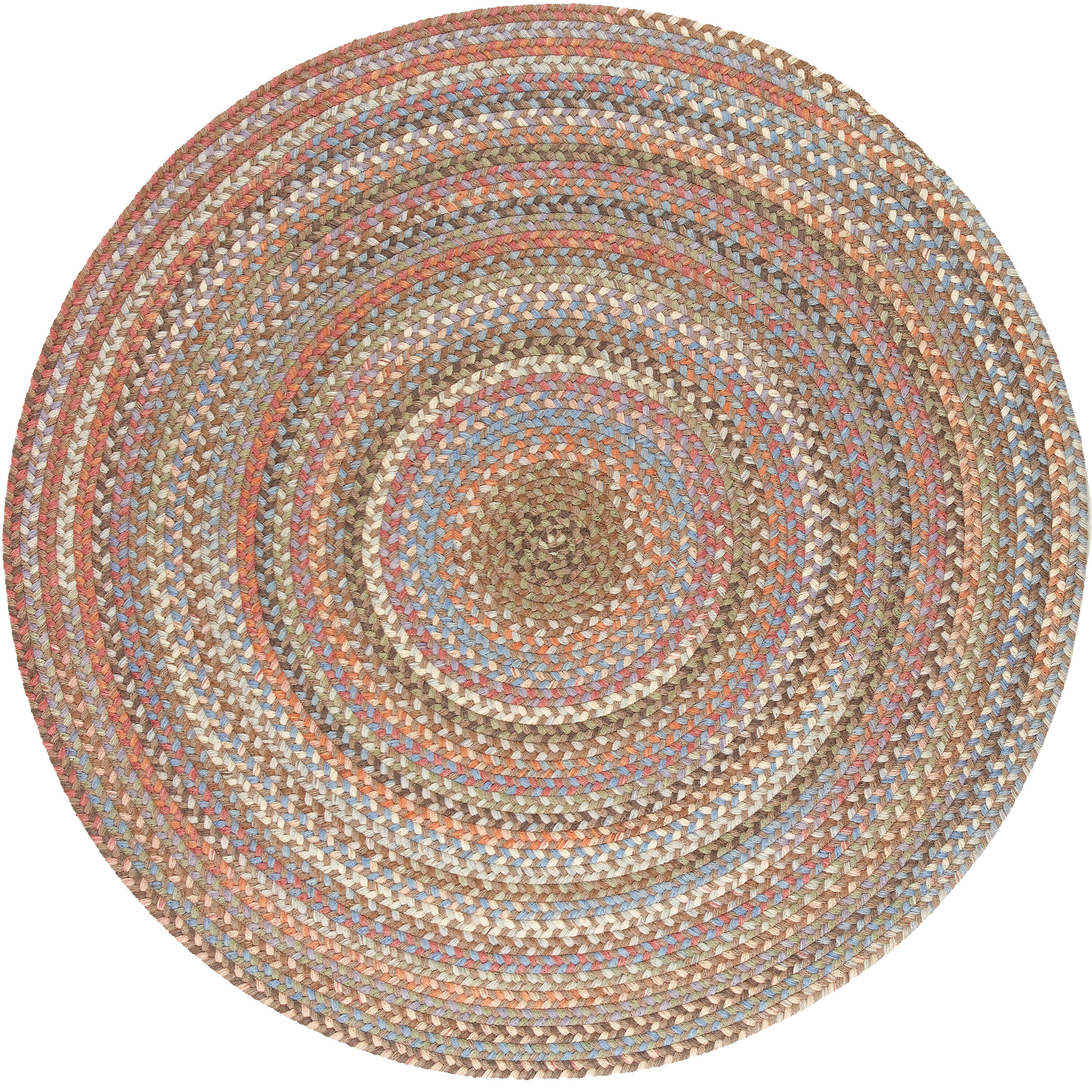 Rhody Rug BH37R048X048 4 x 4 (ft) Braided Wool Mocha Round Indoor Geometric Area rug