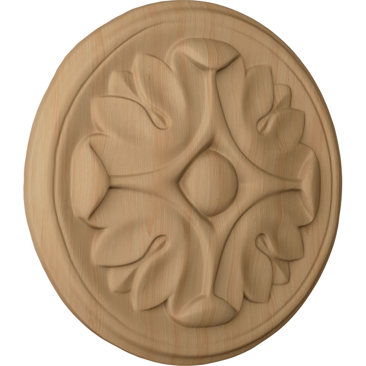 Alder Round Hand-Carved Rosette, 4 1/4" x 4 1/4"