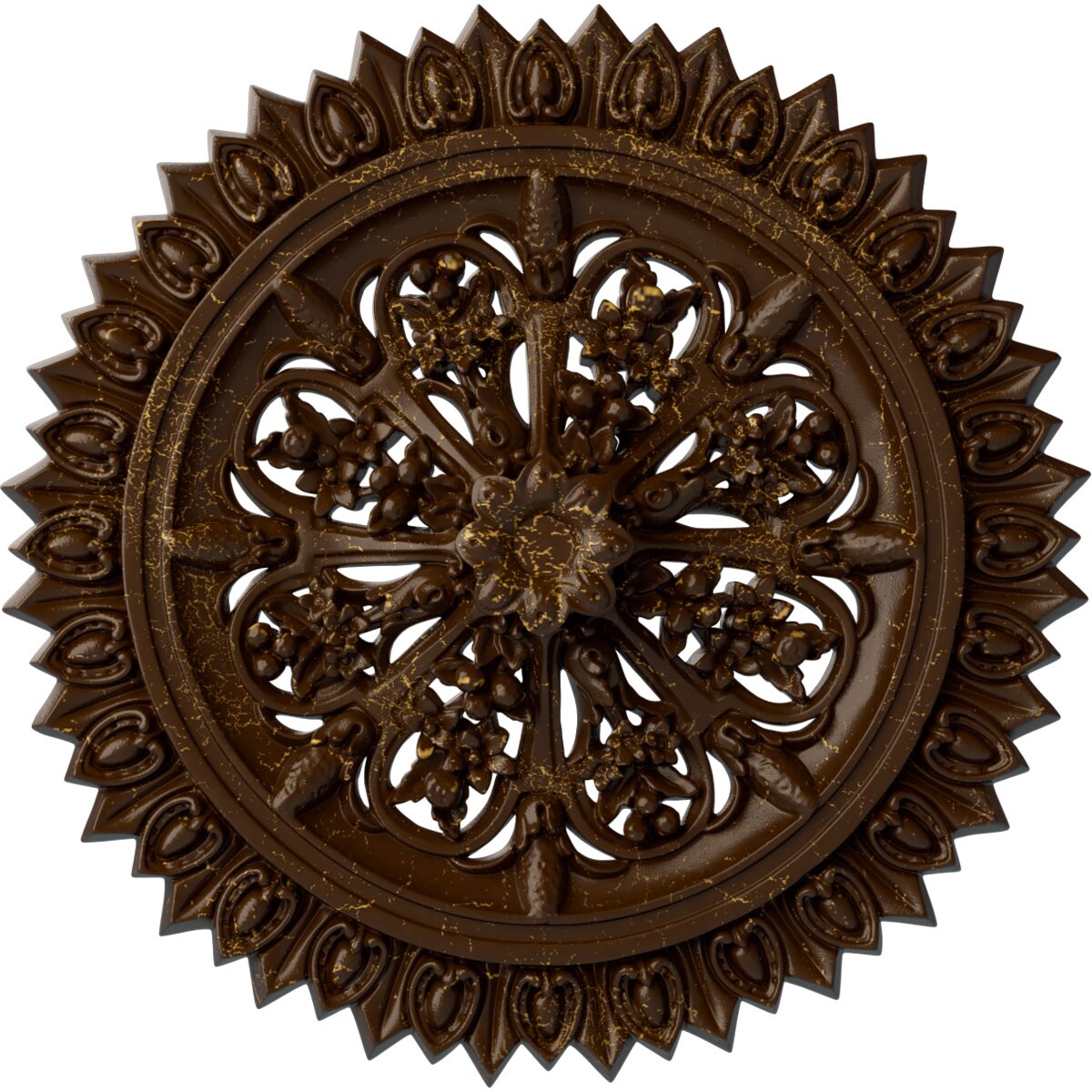 Ekena Millwork CM24LARBC Lariah 24.75-in W x 24.75-in L Painted Root Beer Crackle Polyurethane Whole Ceiling Medallion