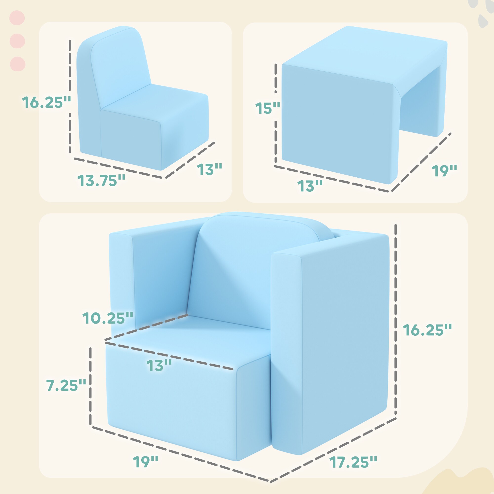 Qaba 310-021V00LB Kids-Chairs - View #3