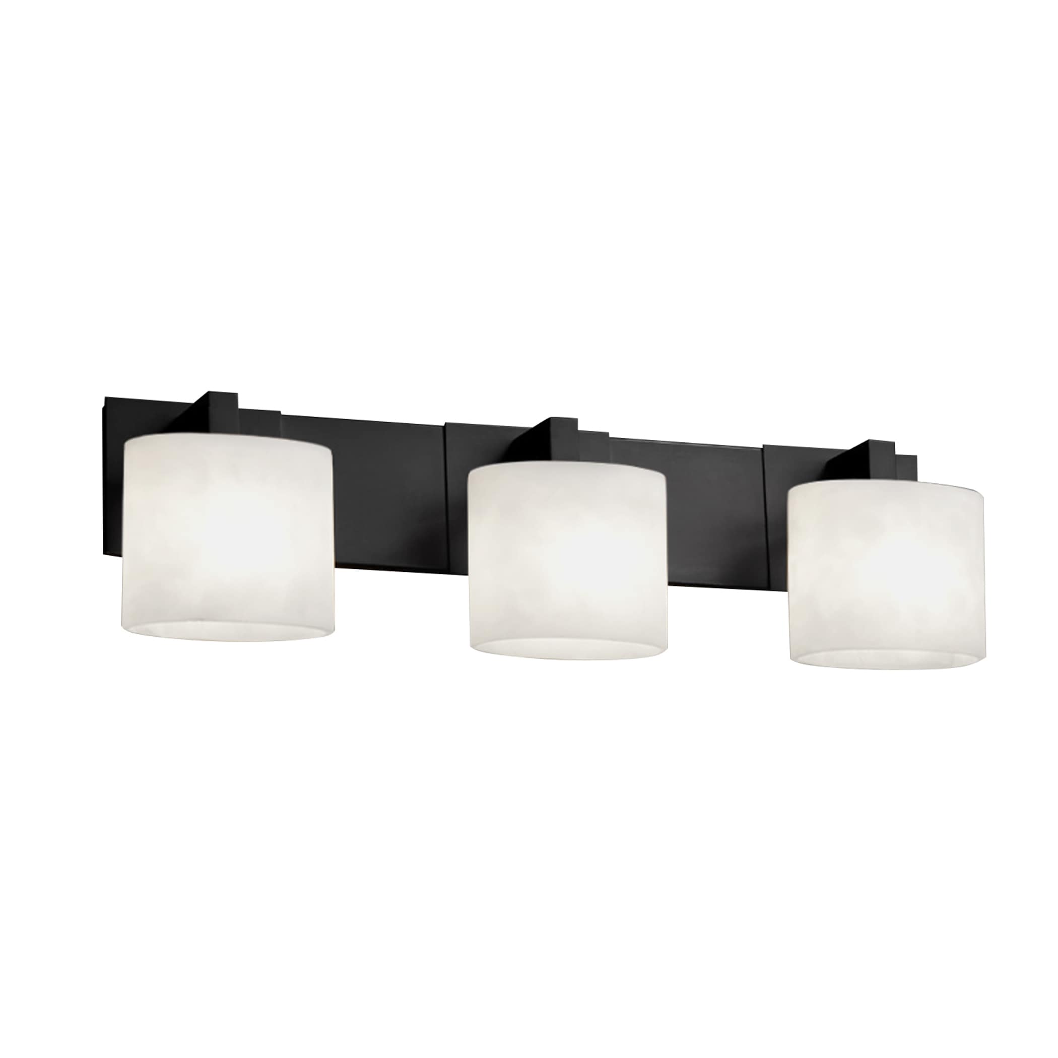 Justice Design Group FSN-8923-30-OPAL-MB Fusion 28-in 3-Light Matte Black Glam Vanity Light