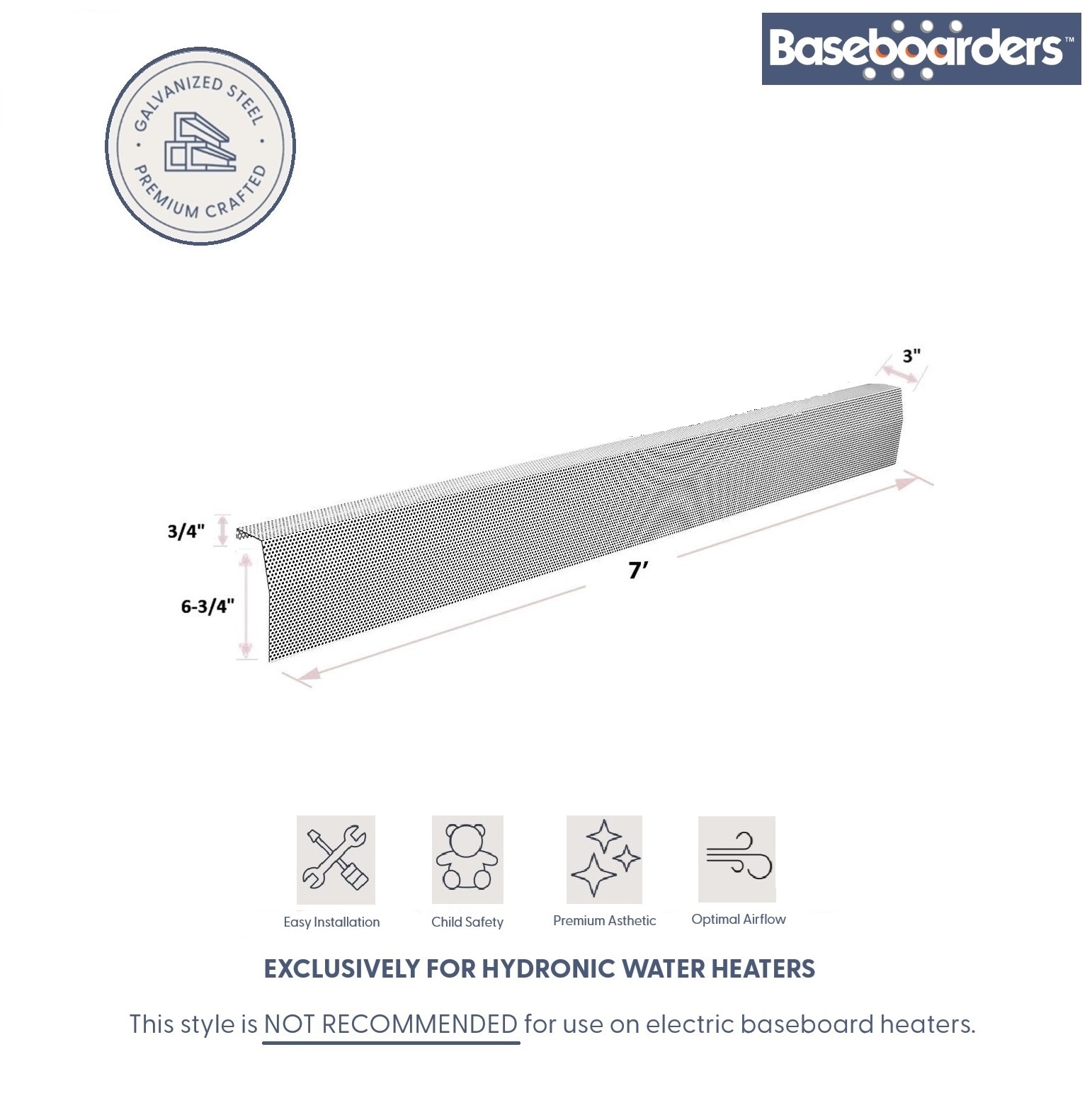 Baseboarders BB001-84-WHT Baseboard-Heater-Covers - View #2