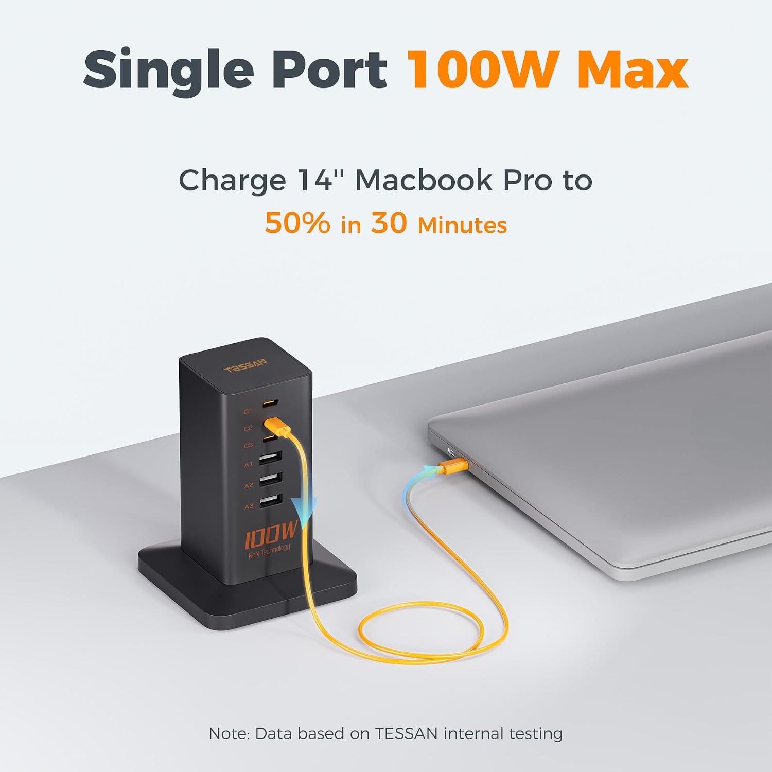 LENCENT 6-Port USB Charging Station 100W PD Fast Charge Tower with 3 ...