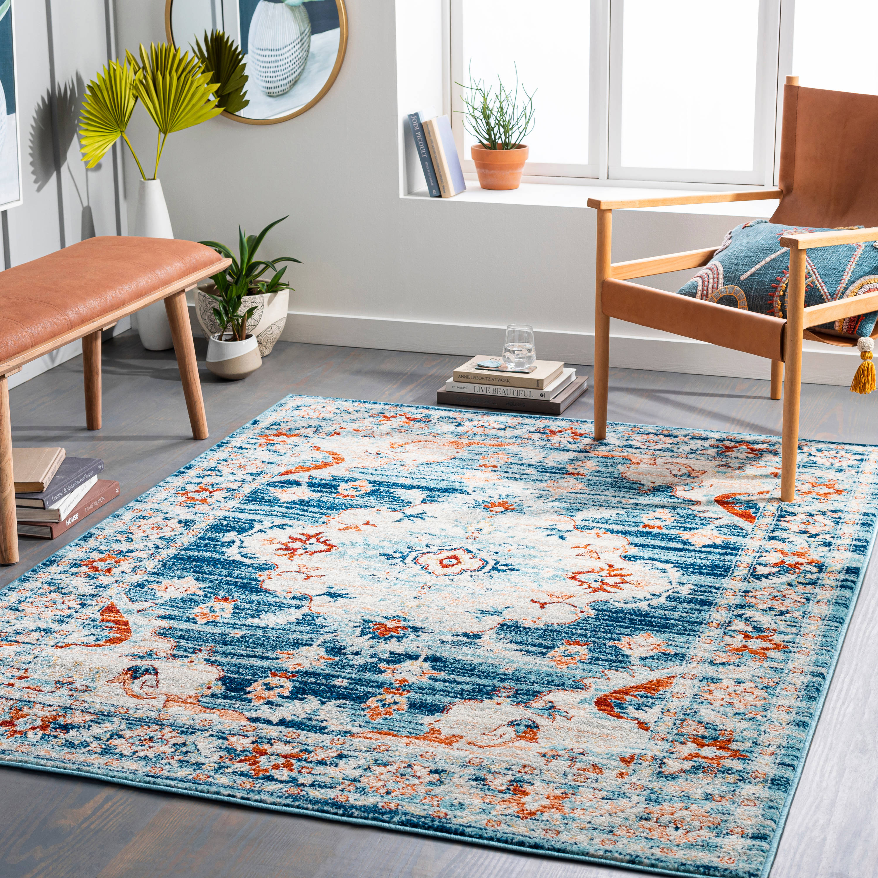 Artistic Weavers TVZ2323-71010 Tevazu 8 X 10 Blue Indoor Medallion Oriental Area Rug
