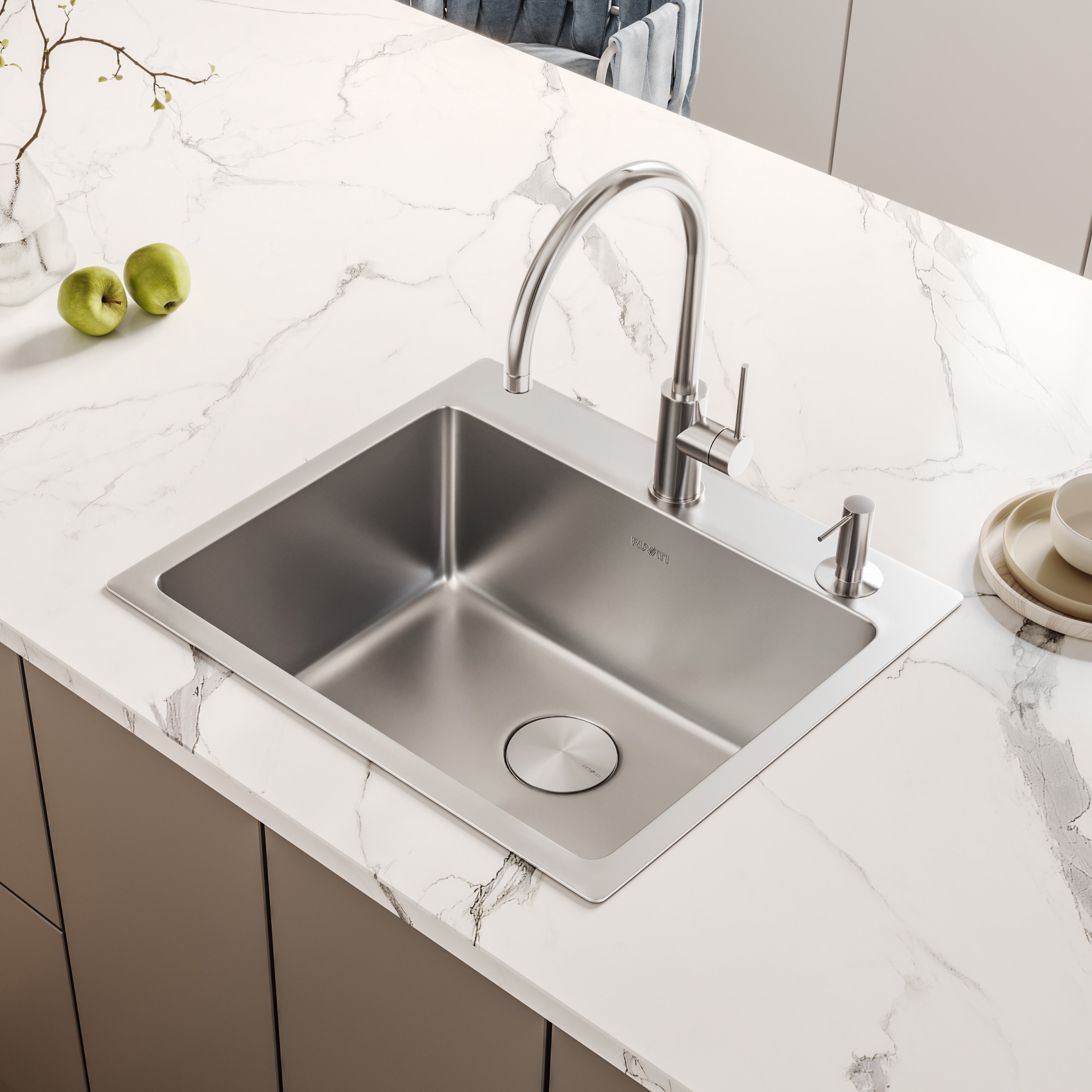 Ruvati Modena Drop-in 23-in X 21-in Brushed Stainless Steel Single Bowl 