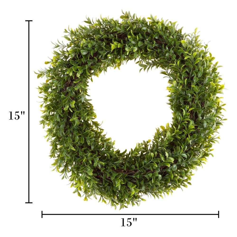 Nature Spring 15-in Green Artificial Wreath with 320 Hedyotis Leaves ...