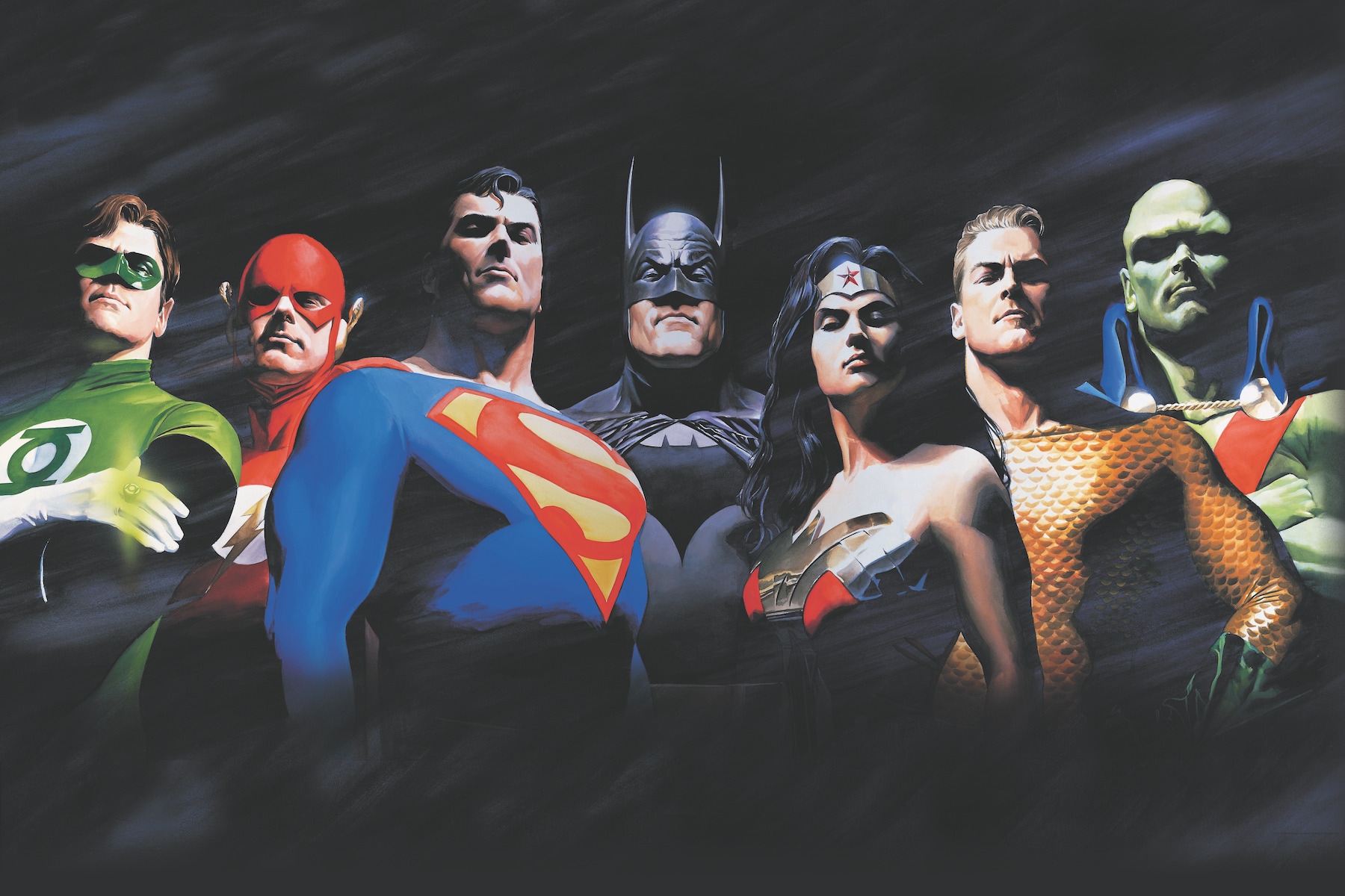 RoomMates RMK12269M Yellow Alex Ross Justice League Peel and Stick Wallpaper Mural