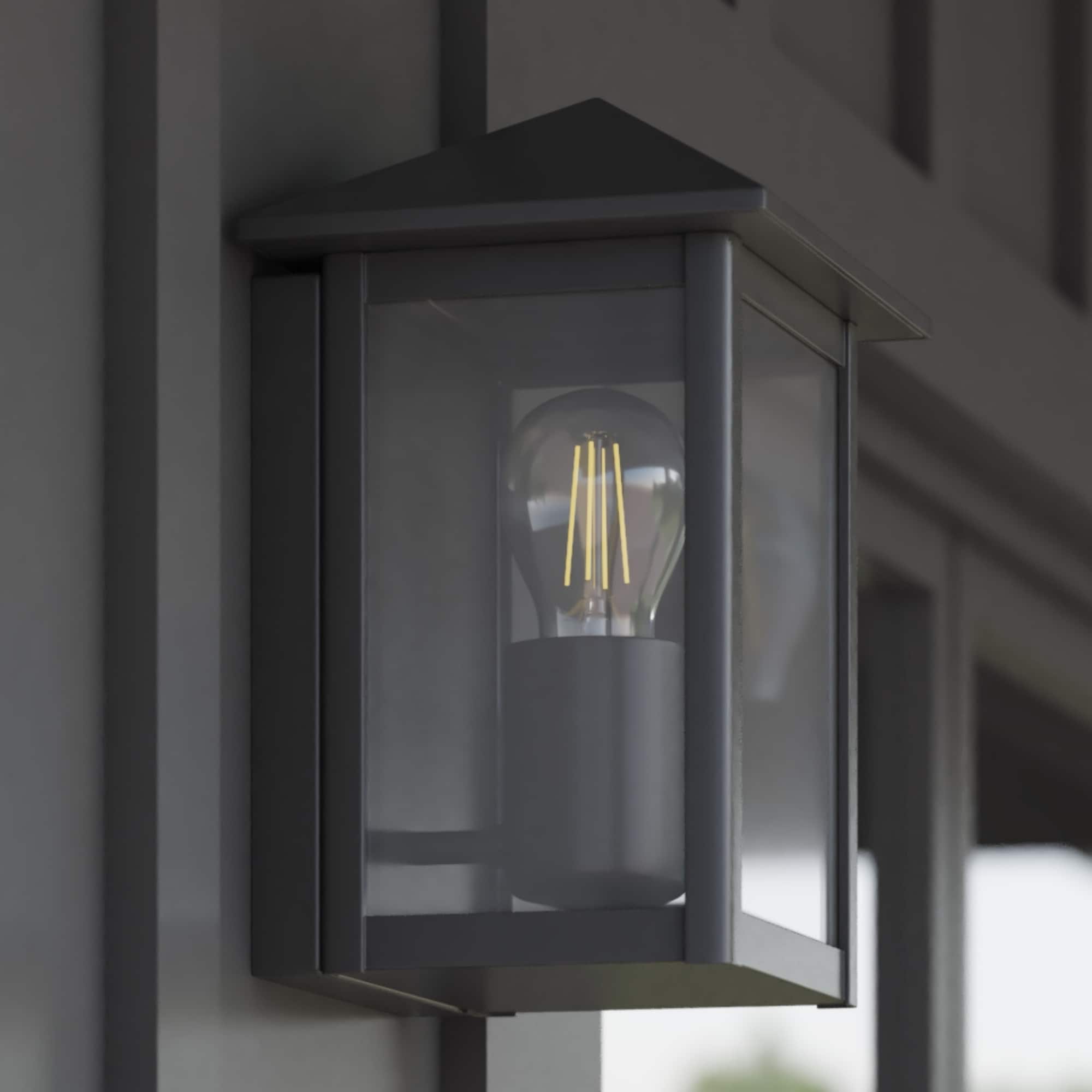 Project Source 43085 1 -Light 8-in H Matte Black Hardwired Outdoor Wall Light