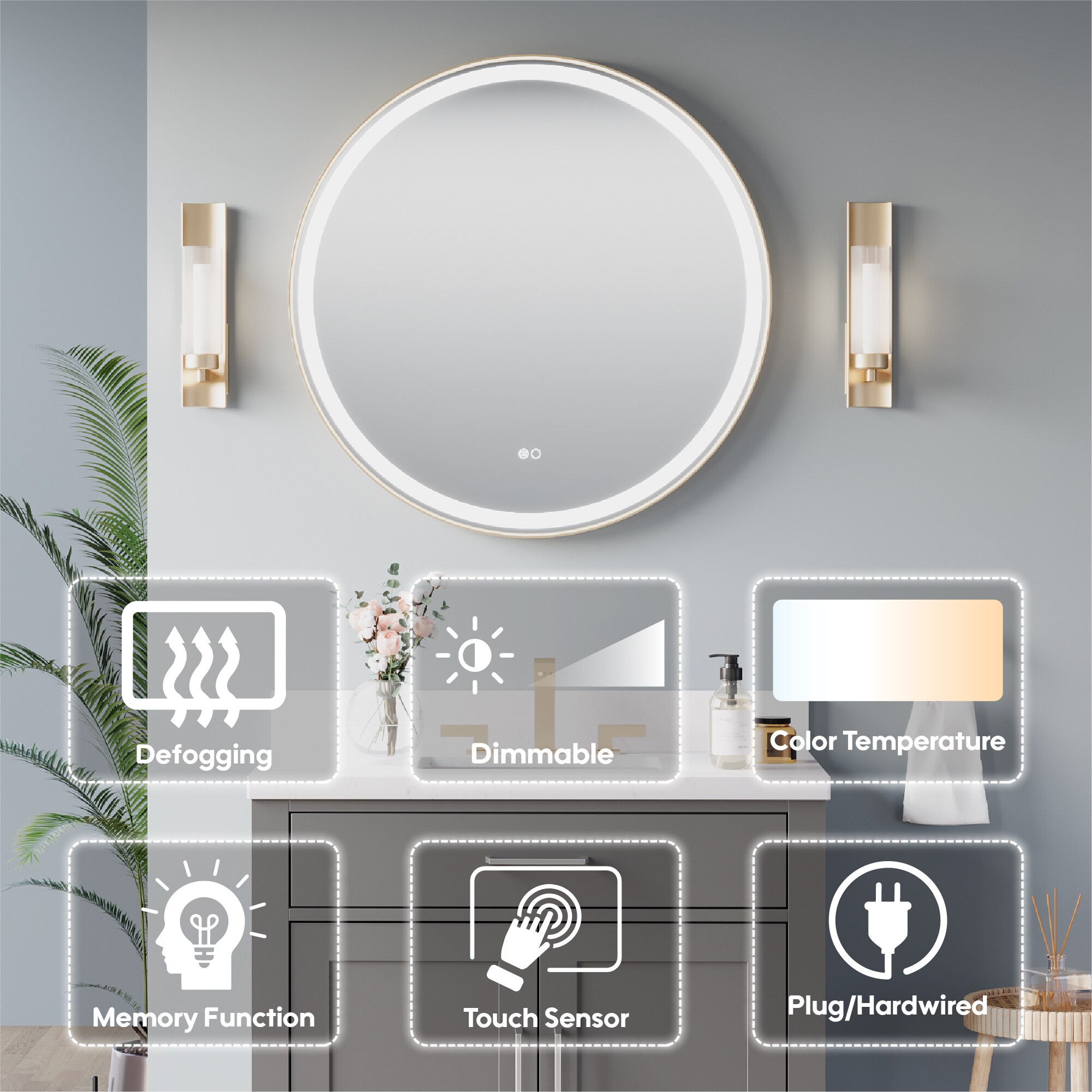 WELLFOR EX-2MC2026LBK Framed-Bath-Mirrors - View #4