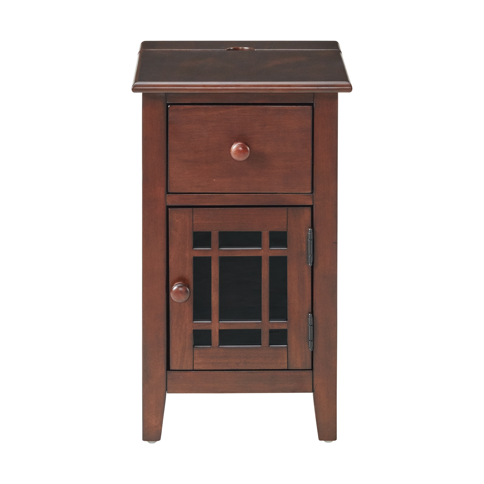Picket House Furnishings CTMT550NSE Kian 14-in W x 24-in H Espresso Wood Veneer Rustic End Table with Storage Assembly Required