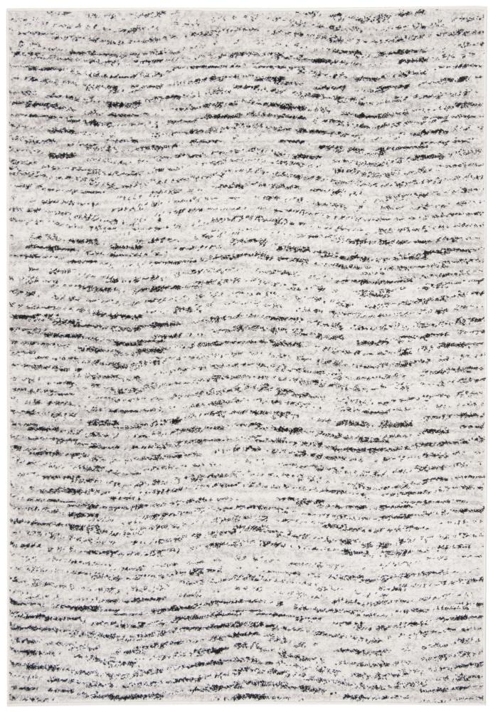Ivory and Silver Synthetic Rectangle Area Rug, 10' x 14'
