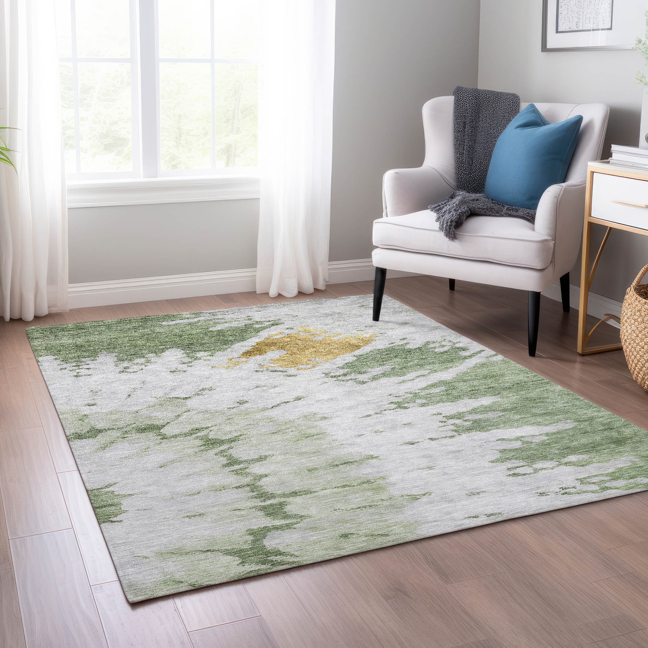 Addison Rugs ACN614AL8X10 Chantille ACN614AL 8 x 10 (ft) Polyester Aloe Rectangular Indoor/Outdoor Abstract Machine washable Area rug