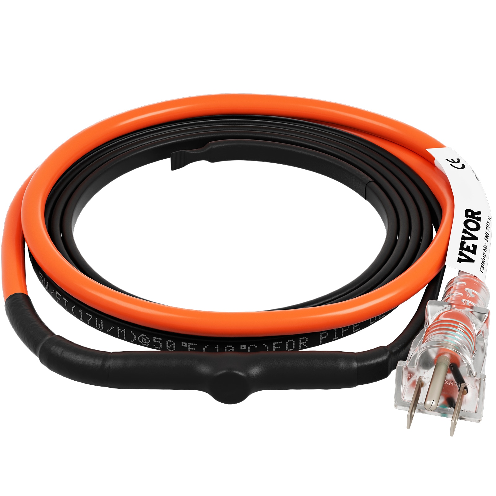 VEVOR Self-Regulating Pipe Heating Cable, 100-feet 5W/ft Heat Tape for  Pipes Freeze Protection, Protects PVC Hose, Metal and Plastic Pipe from