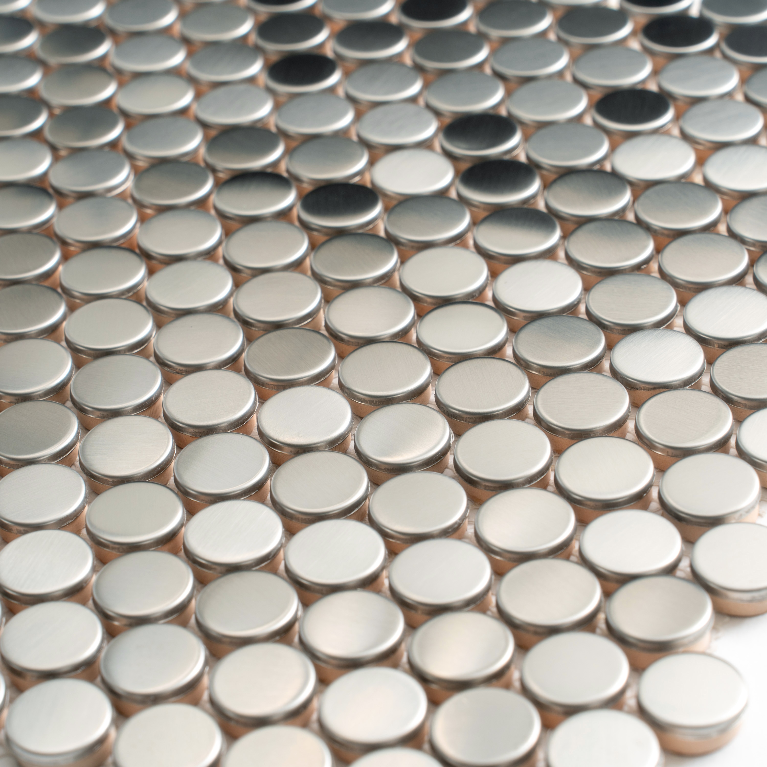 12" x 12" Polished Platinum Metal Penny Round Mosaic Tile