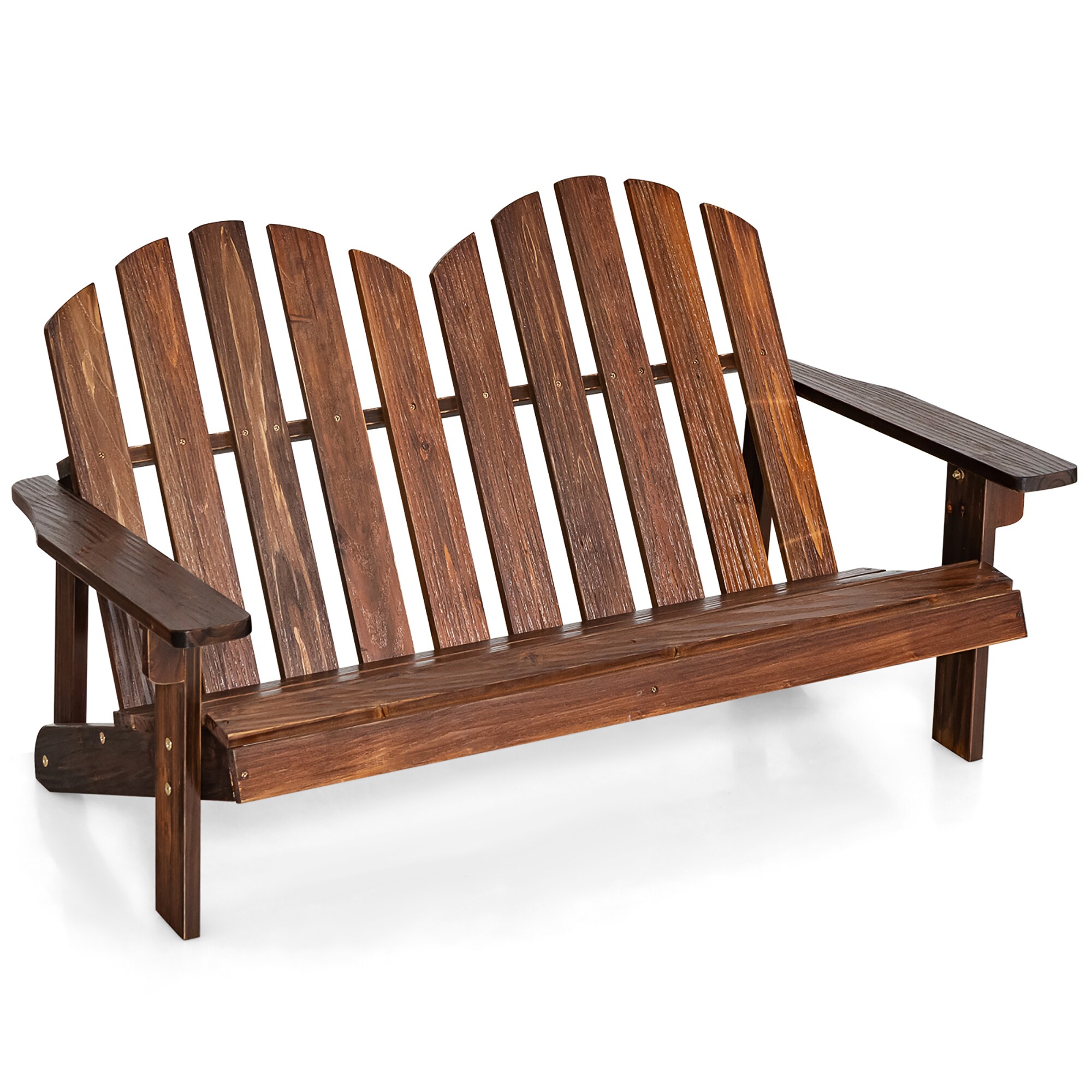 Costway Coffee Wood Frame Stationary Adirondack Chair With Solid Seat   64823543 