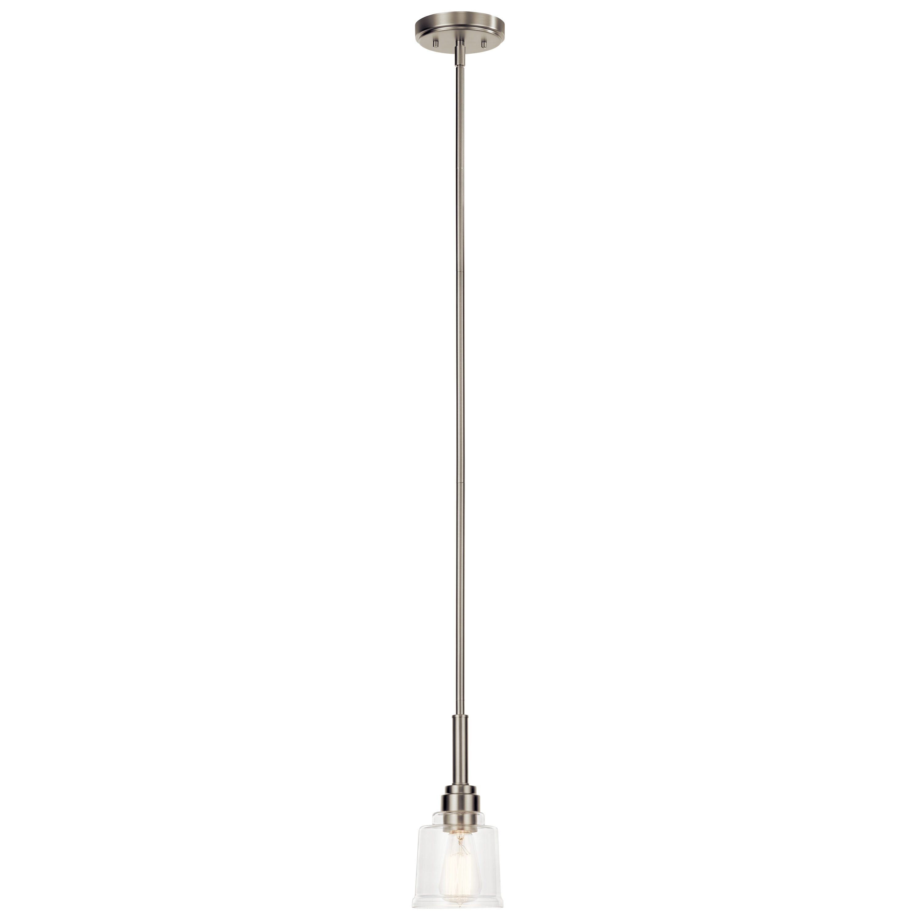 Kichler 52399NI Aivian 1 -Light Brushed Nickel Vintage Clear glass Dome Small Hanging Pendant light