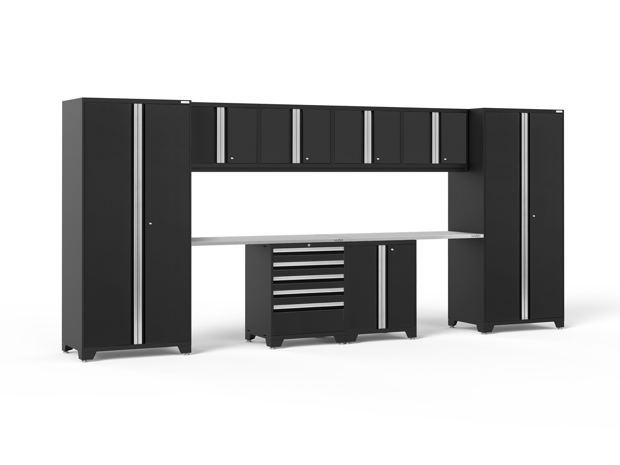 NewAge Products 64192 184-in W x 84.75-in H x 24-in D 8 -Cabinets Steel Black Garage Storage System