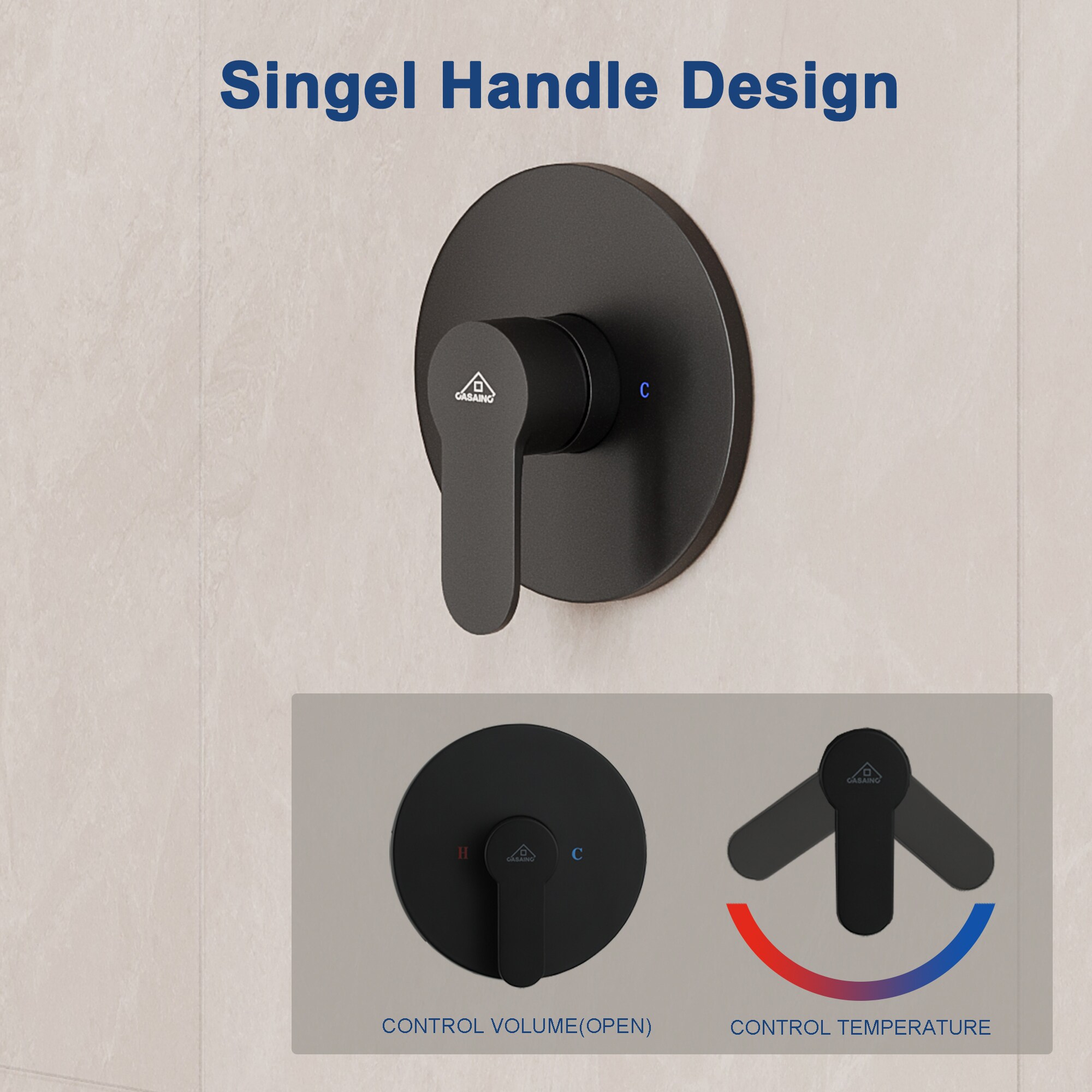 CASAINC CA-081002CP Showerhead-Bar-Panels - View #6