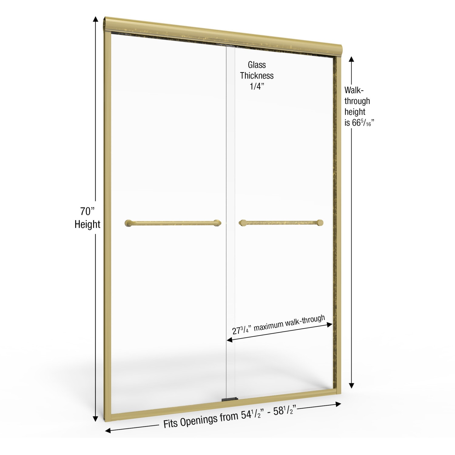 Basco Infinity Brushed Gold 54 1 2 In To 58 1 2 In W X 70 In H Semi