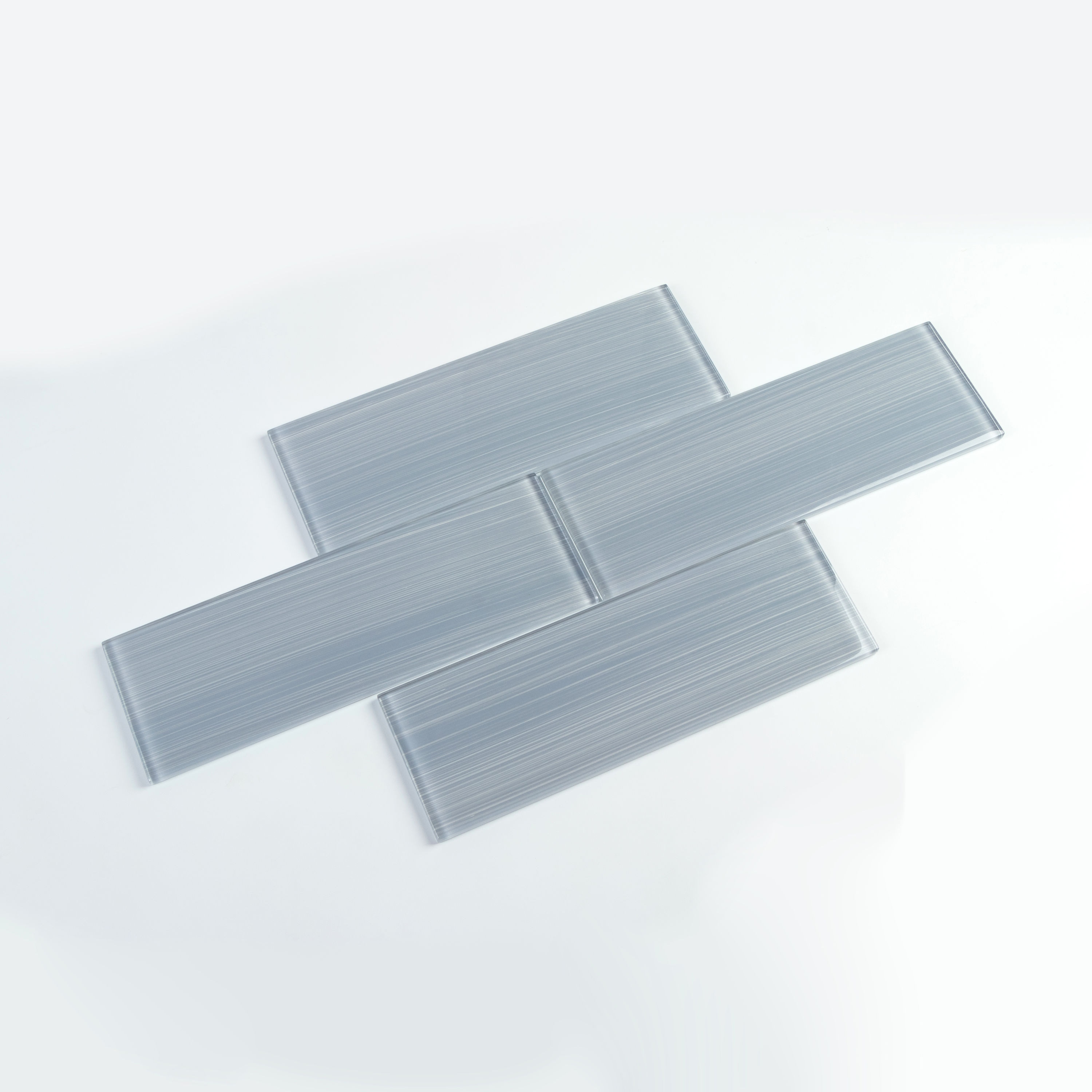 Soft Gray 4" x 12" Hand Painted Glass Subway Tile