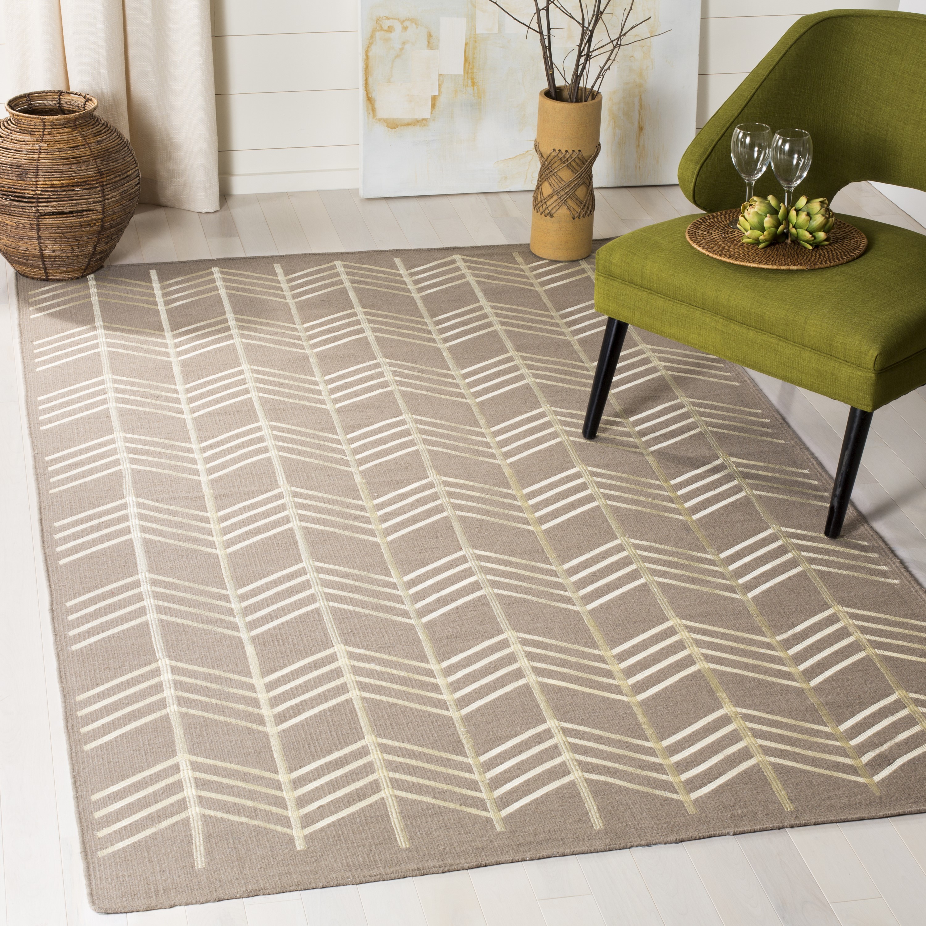 Safavieh KLM624A-4 Kilim Saniyah 4 x 6 (ft) Wool Beige Rectangular Indoor Abstract Oriental Area rug