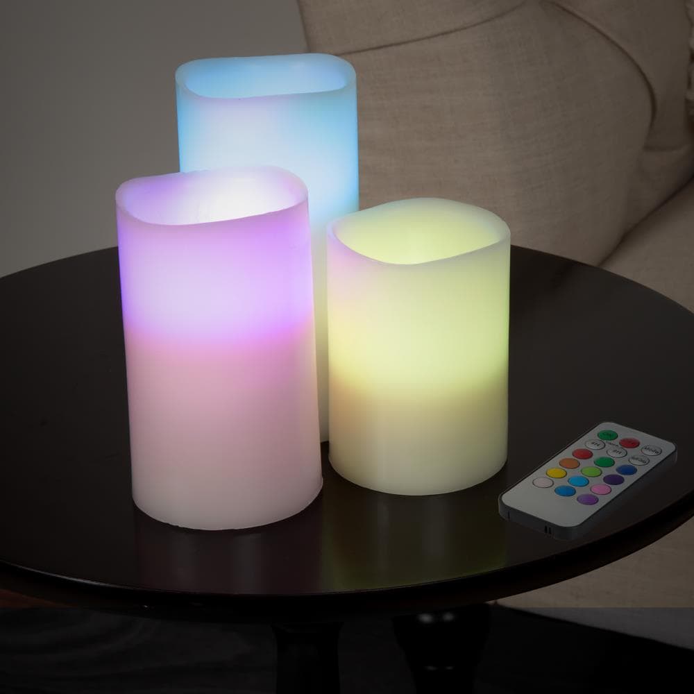 4 x LED COLOUR CHANGING CANDLE POTS Real Wax Vanilla Scented Soothing Relax Gift 