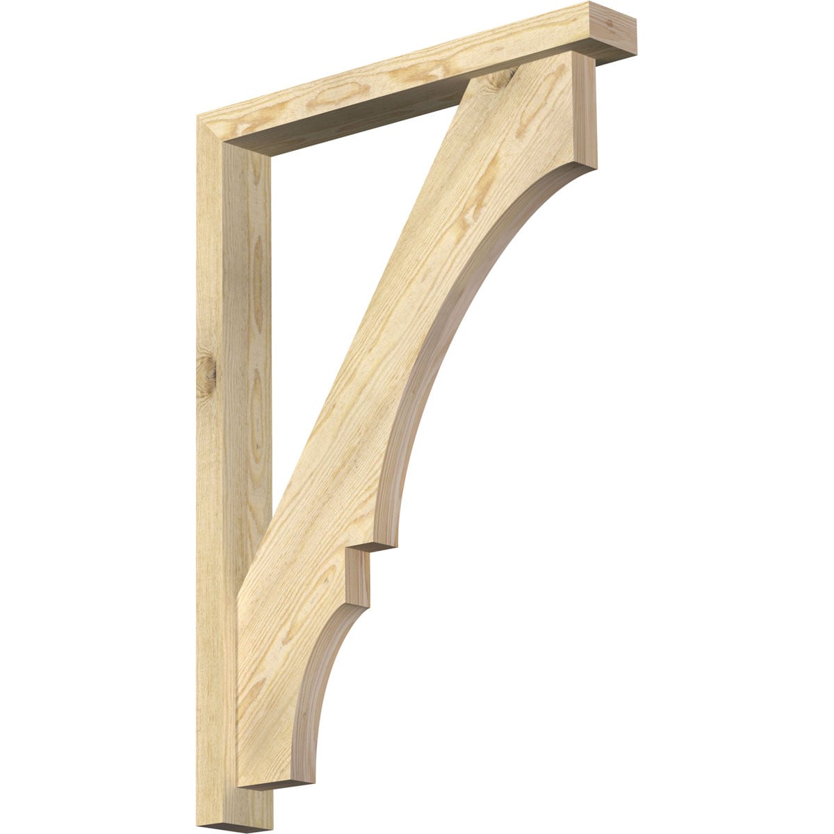 Ekena Millwork 1462031 Balboa Block Rough Sawn Bracket with Offset Brace 4-in x 28-in x 40-in Douglas fir Brown Wood Standard bracket