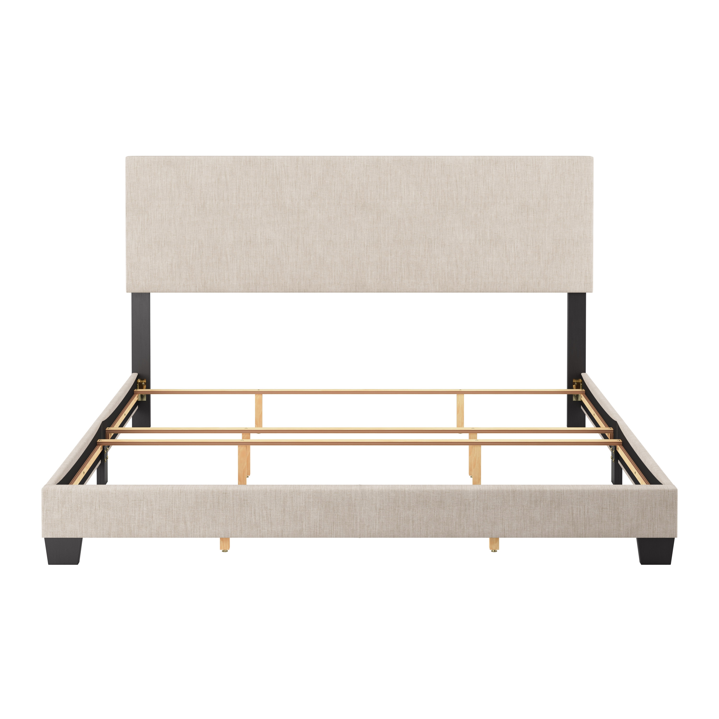 Celeste Beige Upholstered King Bed with Padded Headboard