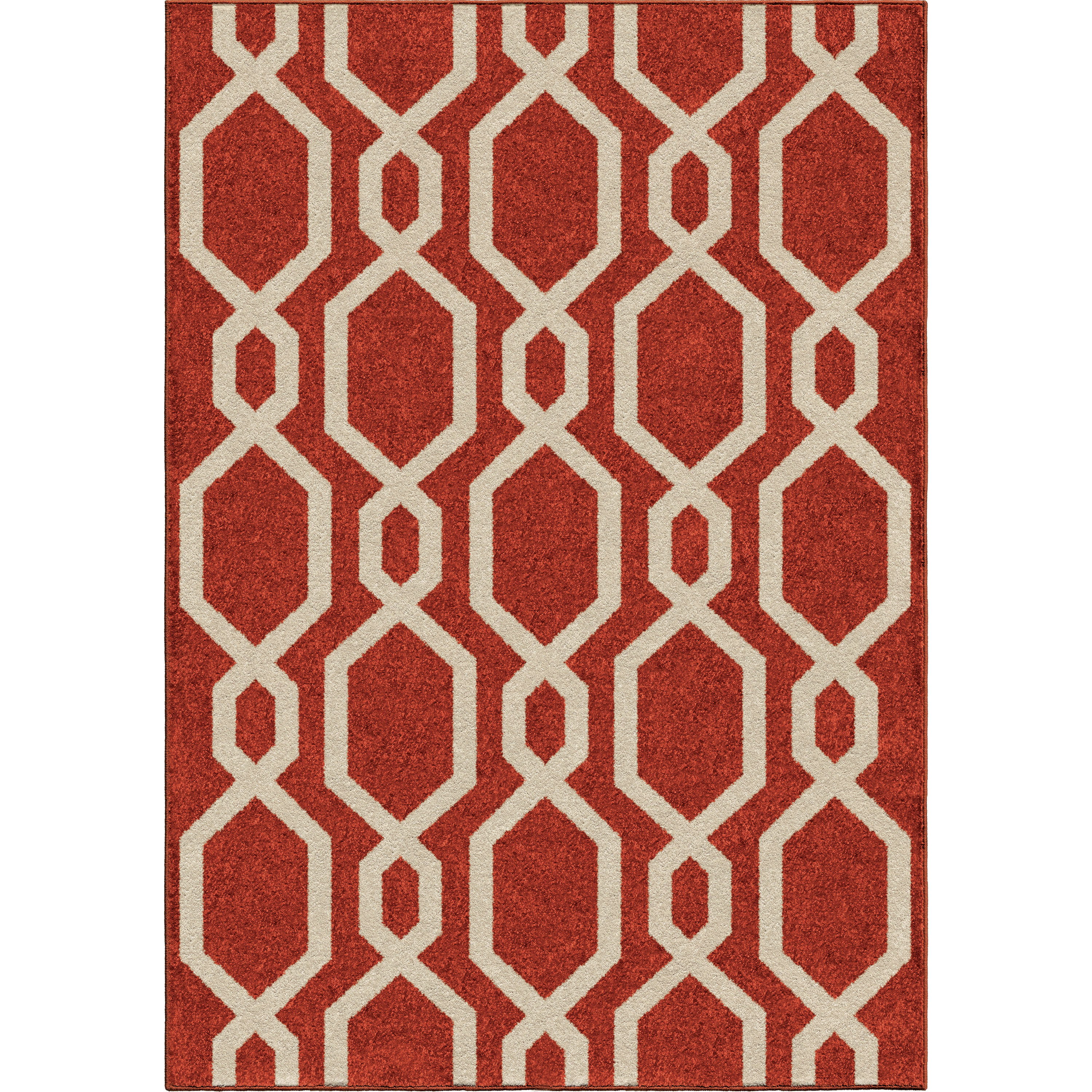 Orian Rugs 353495 Cascades 5 x 8 Cherry Red Geometric Area Rug