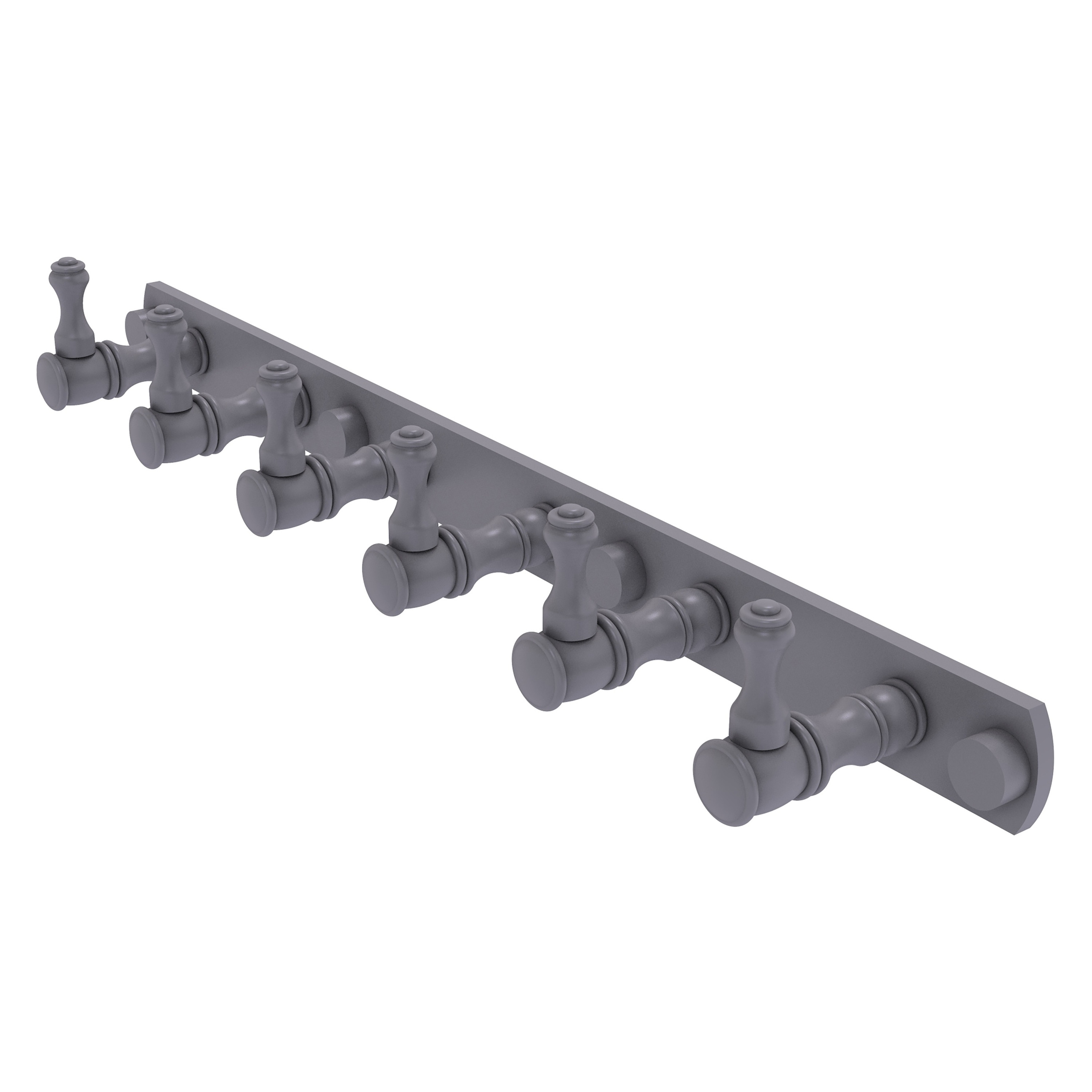 Allied Brass CL-20-6-GYM Carolina Matte Gray 6 -Hook Wall mount Towel Hook
