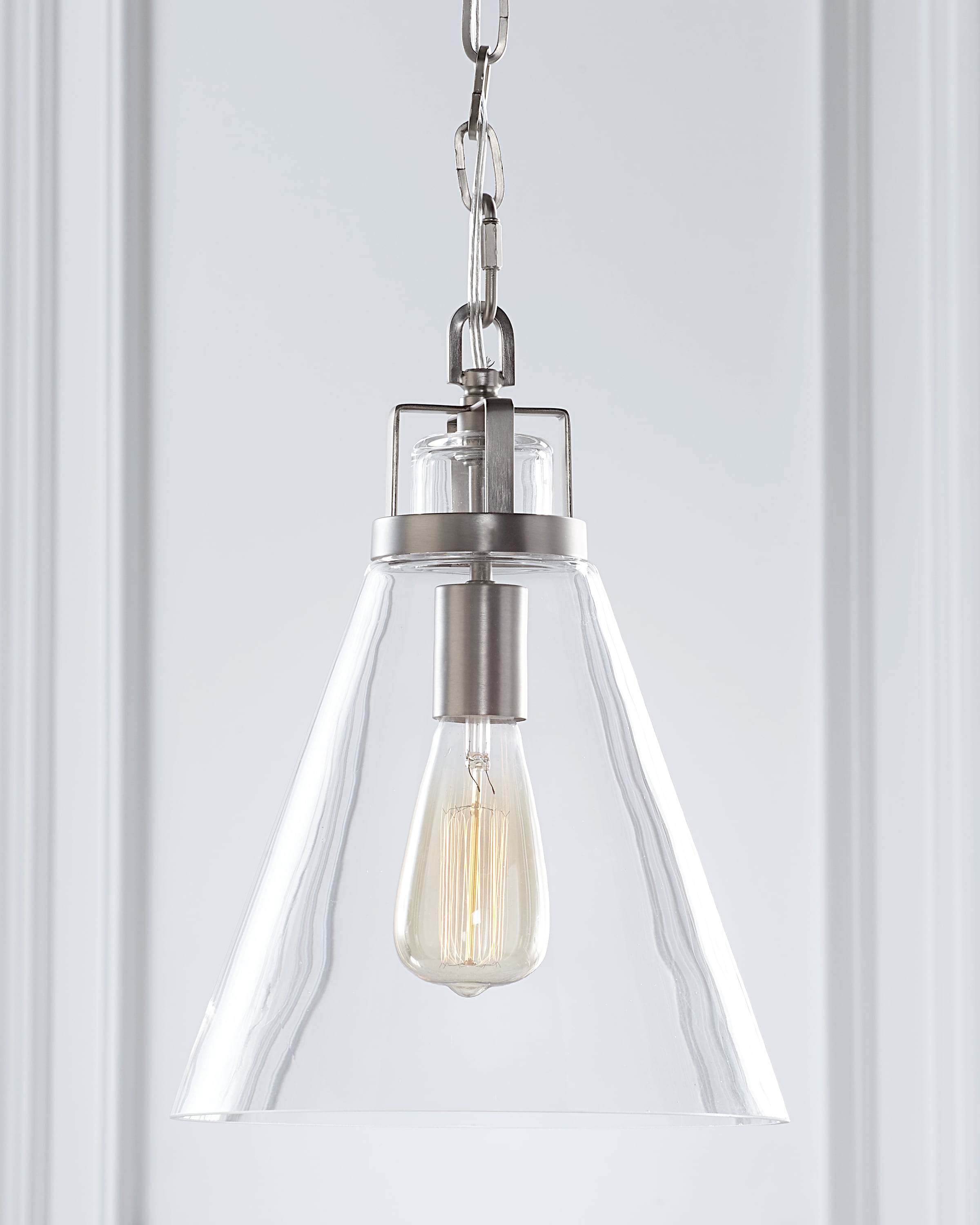 Frontage Satin Nickel and Clear Glass Pendant Light