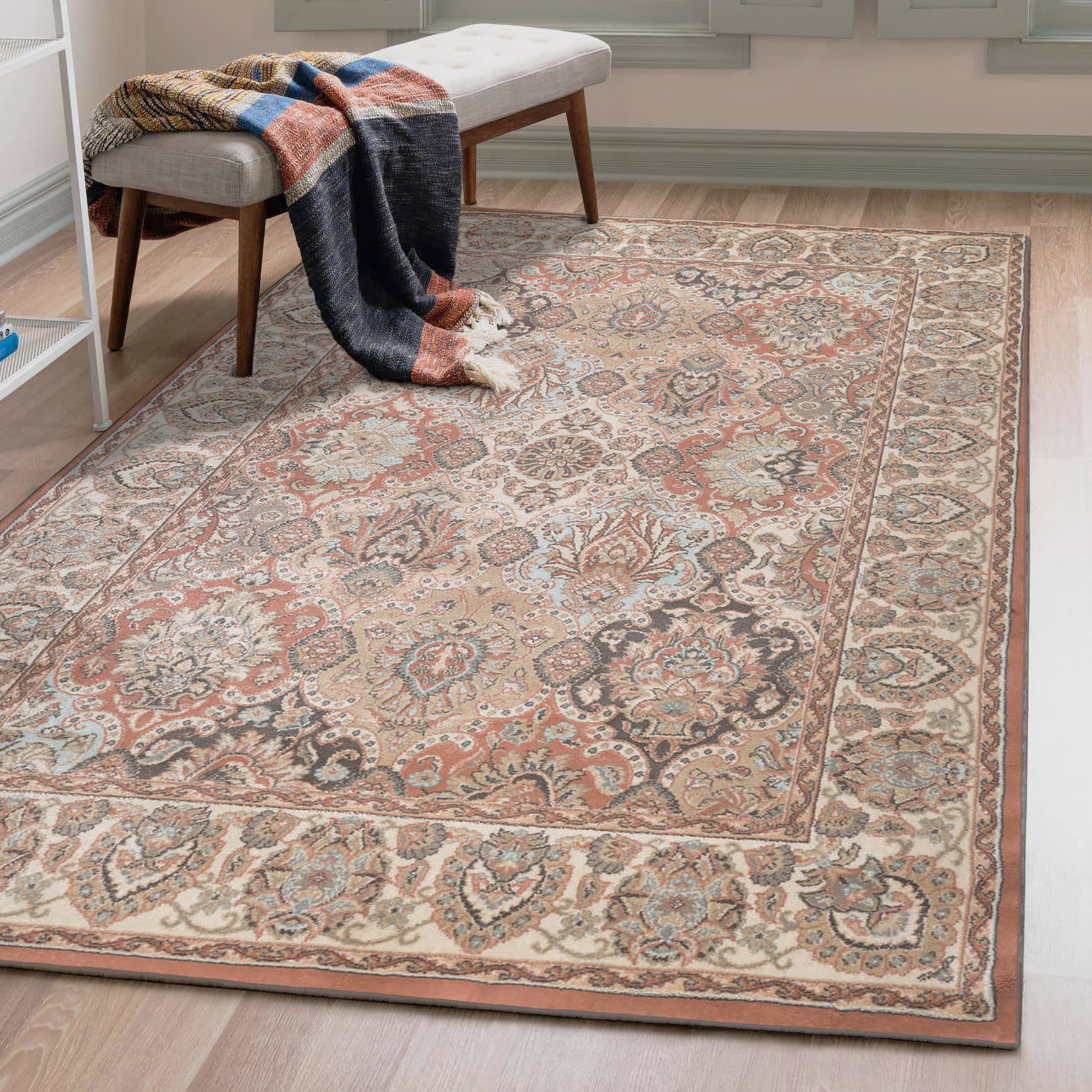 Radici USA 3802/0021/TERRACOTTA Garda 5 x 8 (ft) Polypropylene Terracotta Rectangular Indoor Floral/Botanical Oriental Area rug