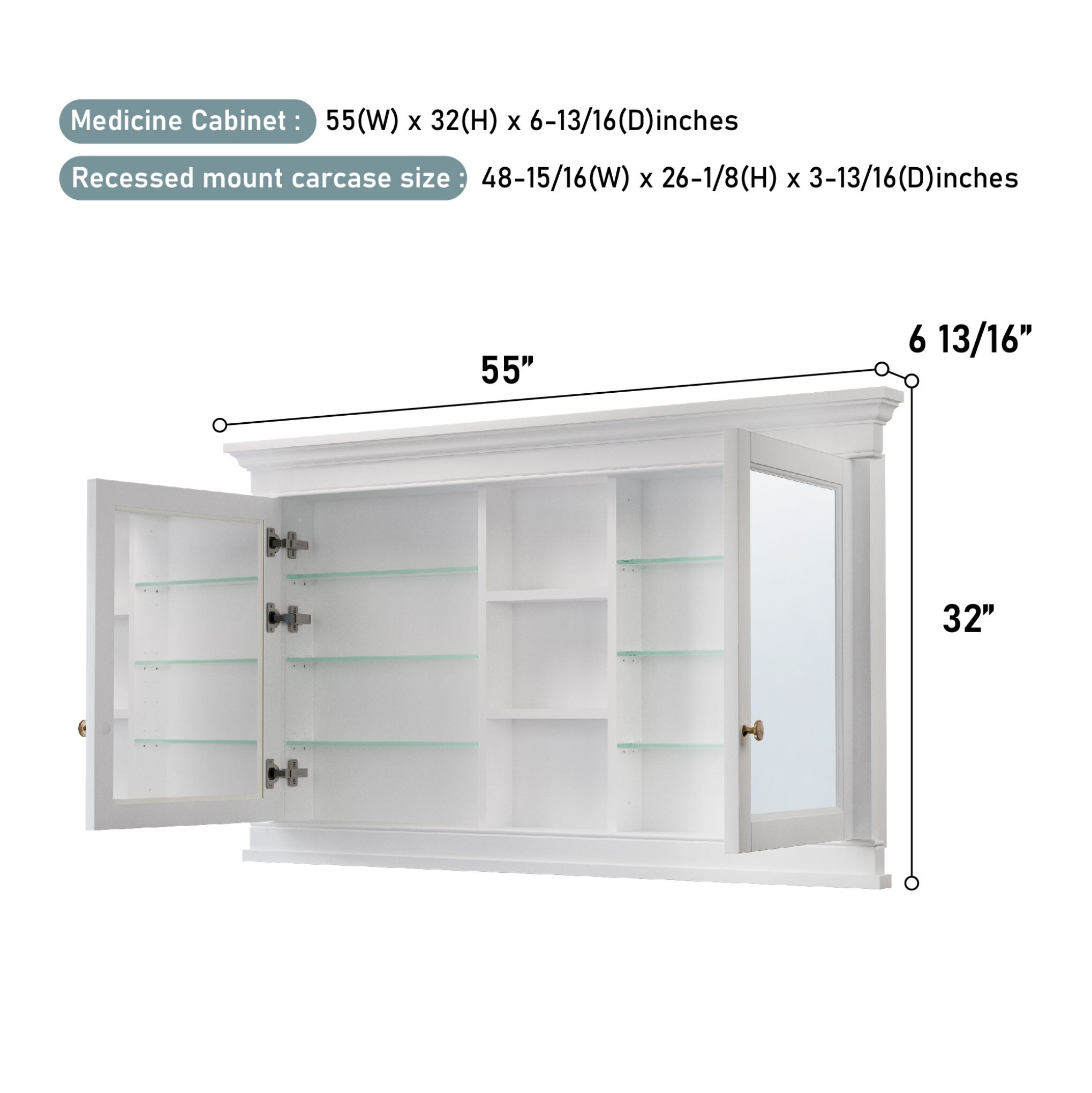 WELLFOR M5532MC-WT Bathroom-Medicine-Cabinets - View #10
